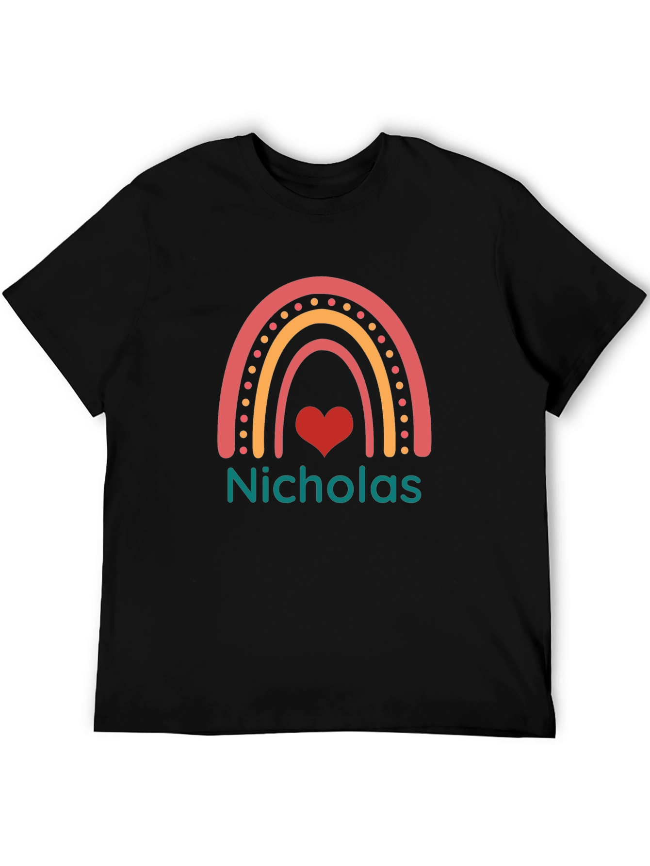 Personalized Nicholas Rainbow Heart T-Shirt