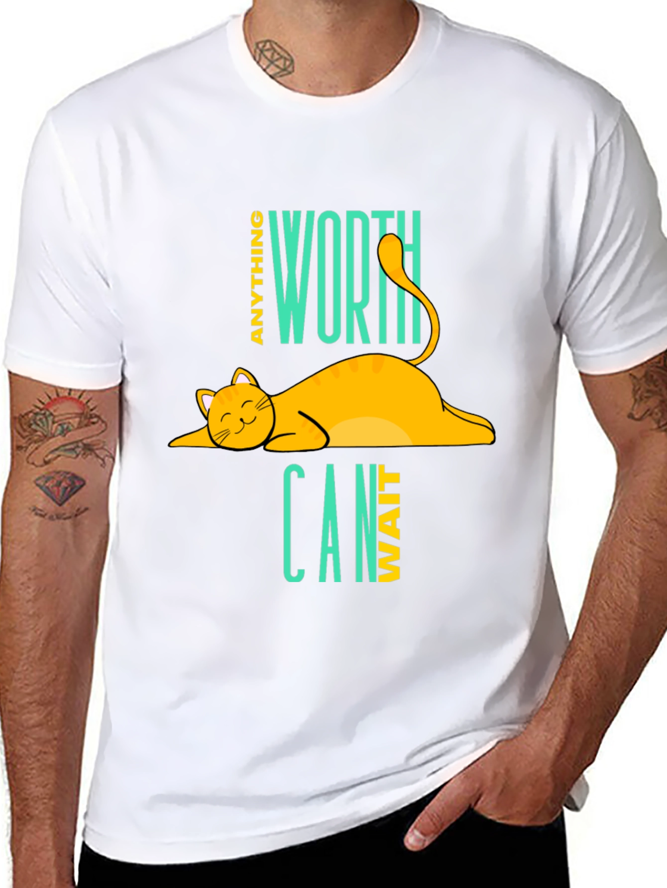 Cat Nap T-Shirt - Anything Worth Can Wait