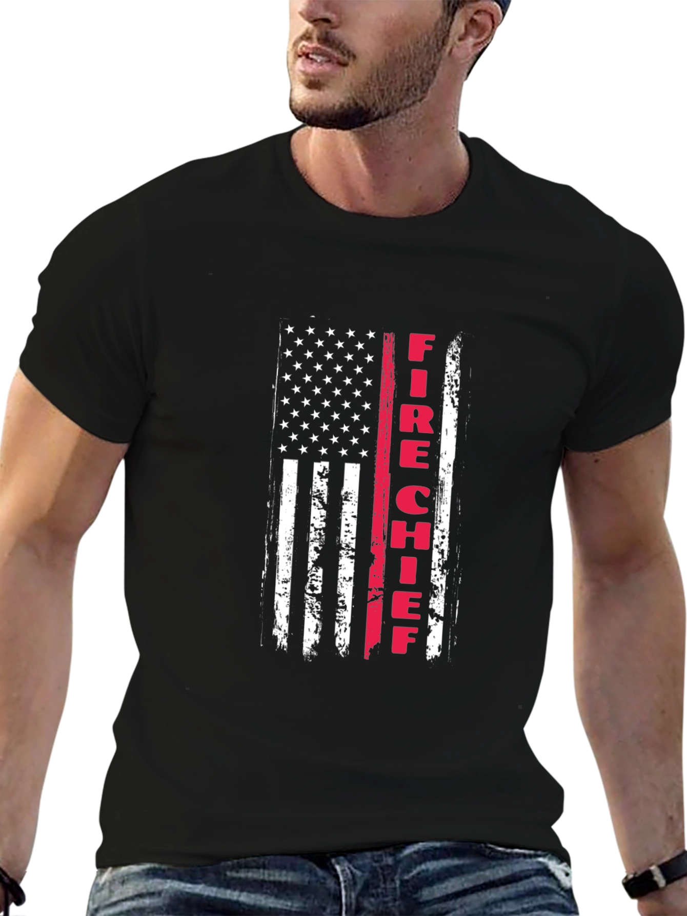 Fire Chief American Flag Graphic T-Shirt