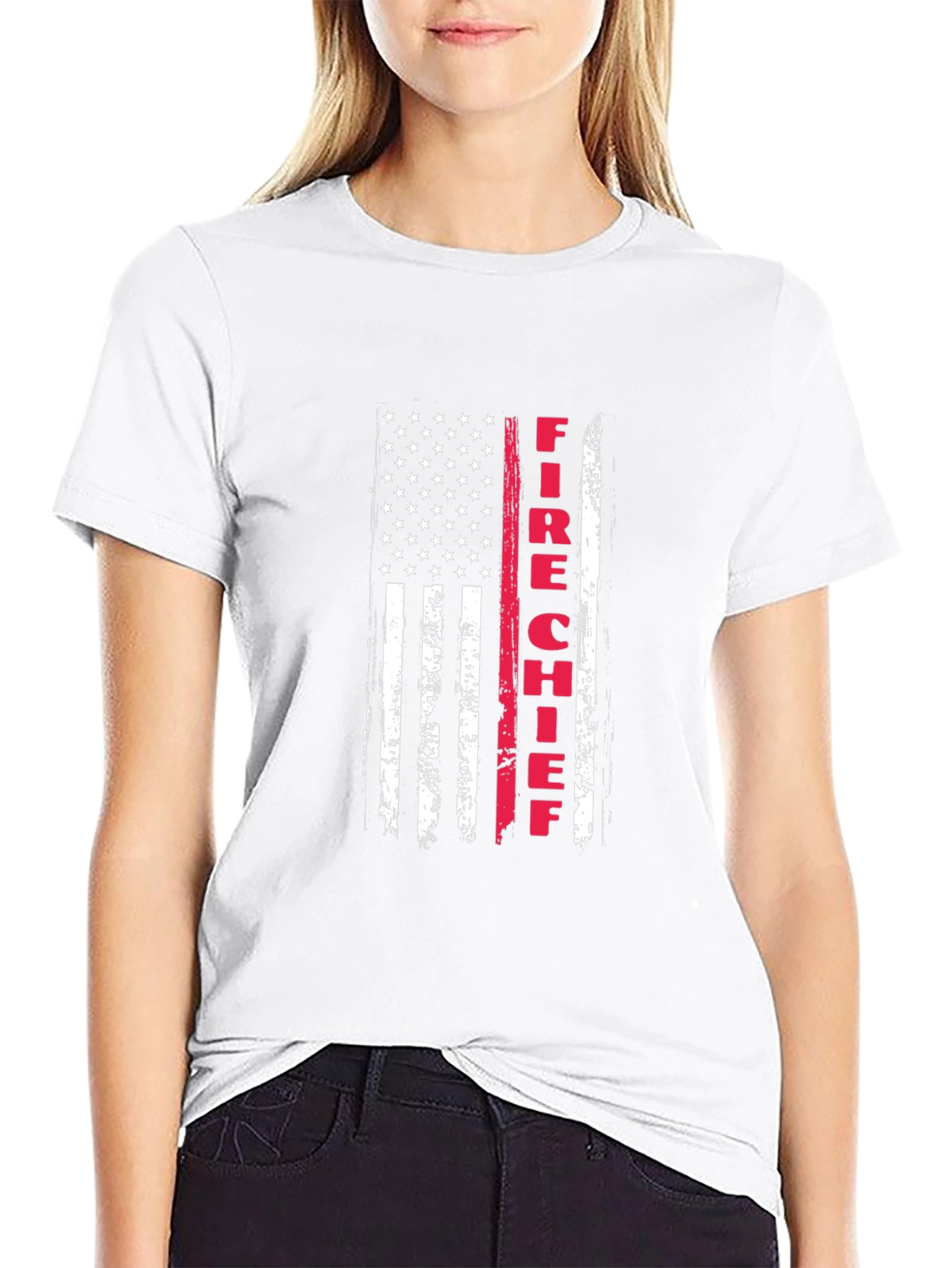 Fire Chief American Flag Graphic T-Shirt