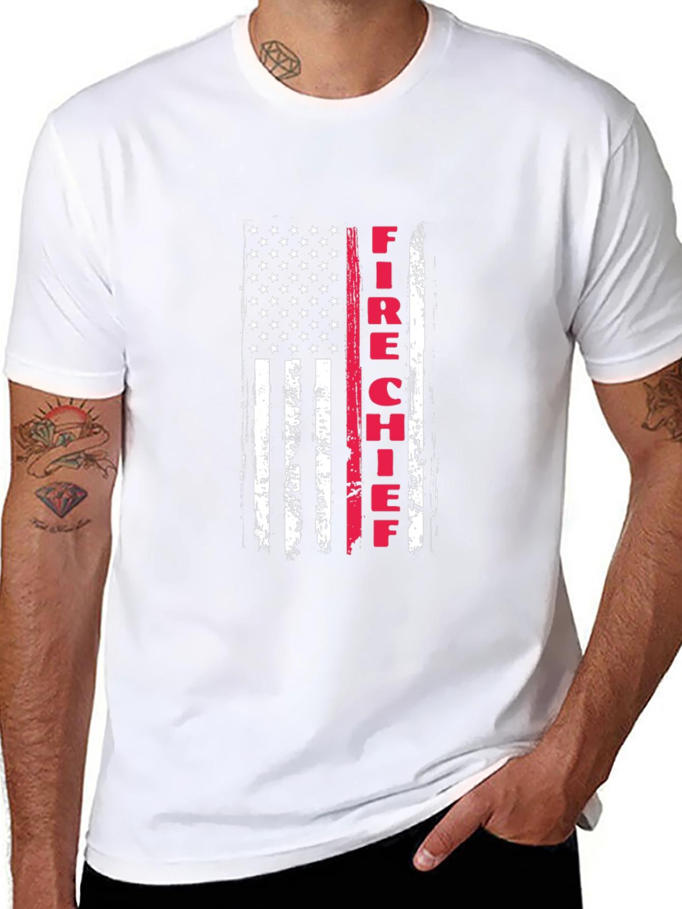 Fire Chief American Flag Graphic T-Shirt
