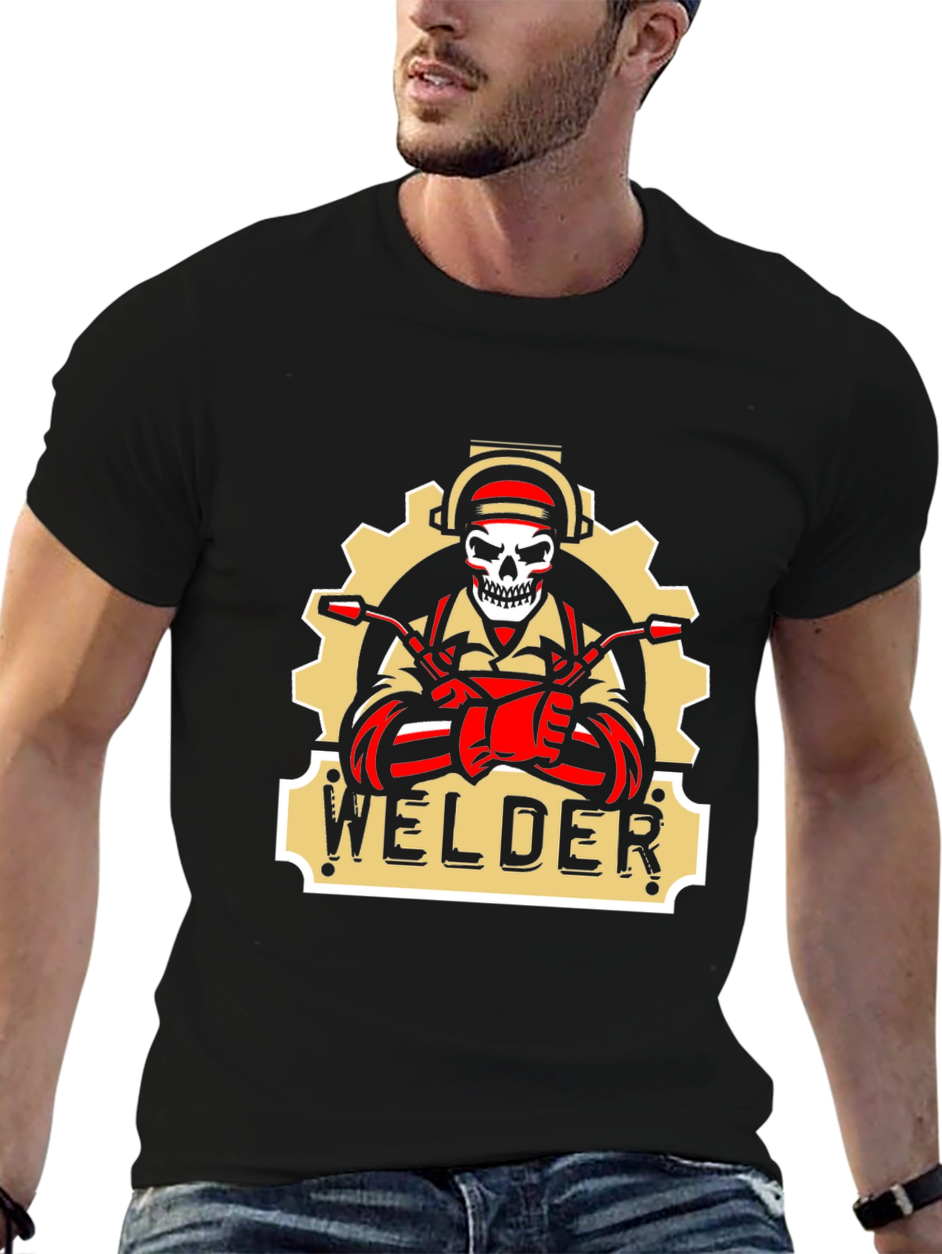 Welder Skull Graphic T-Shirt - Black