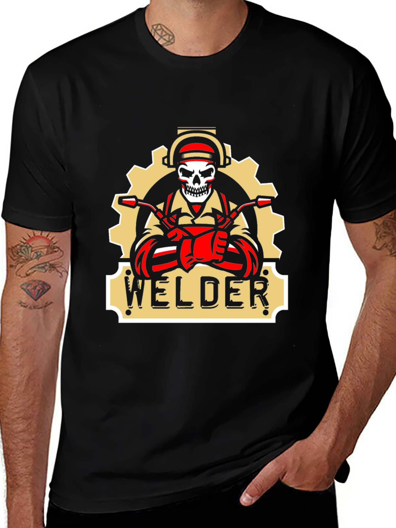 Welder Skull Graphic T-Shirt - Black