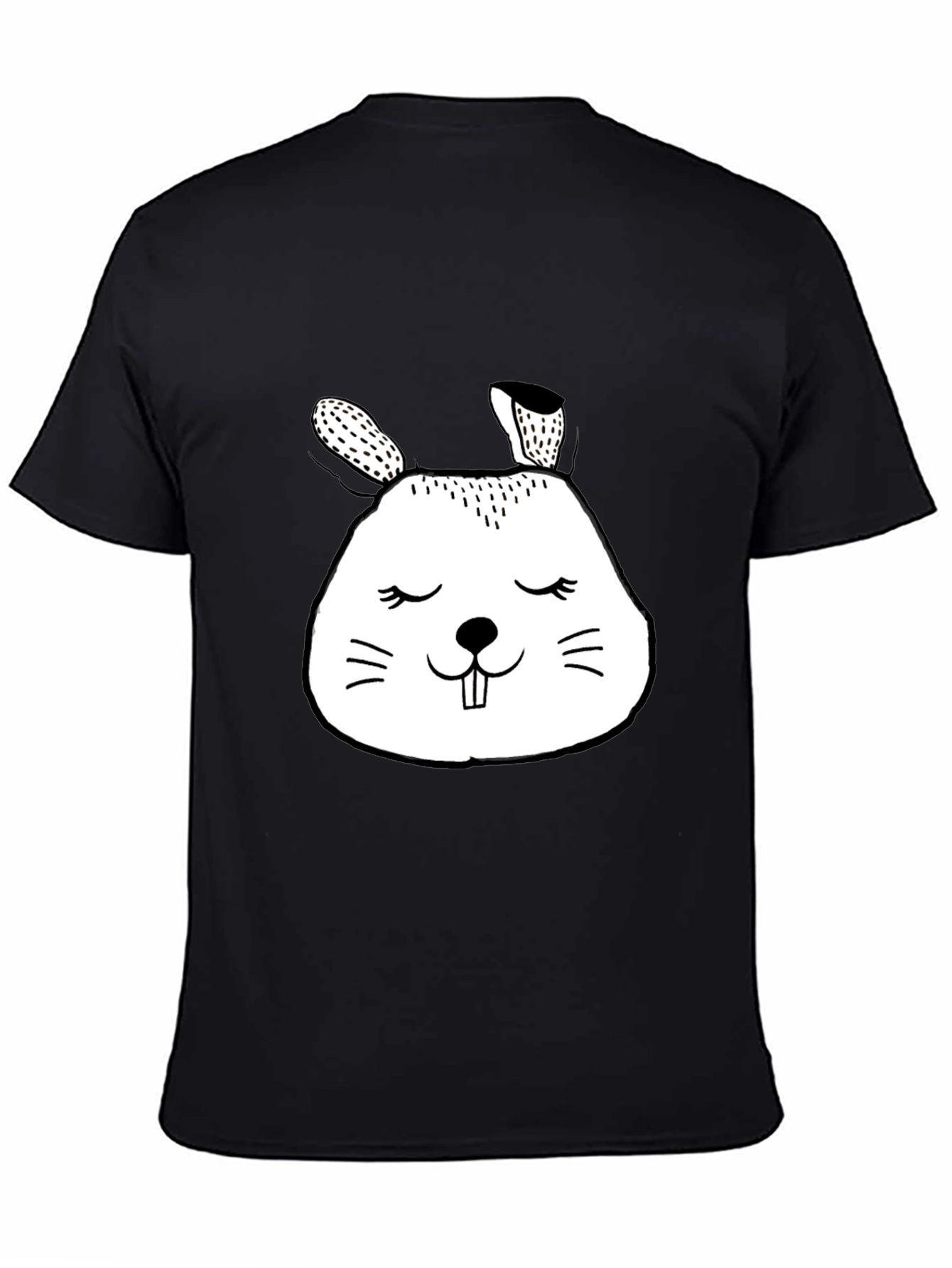 Cute Bunny Graphic Tee - Black Cotton Comfort