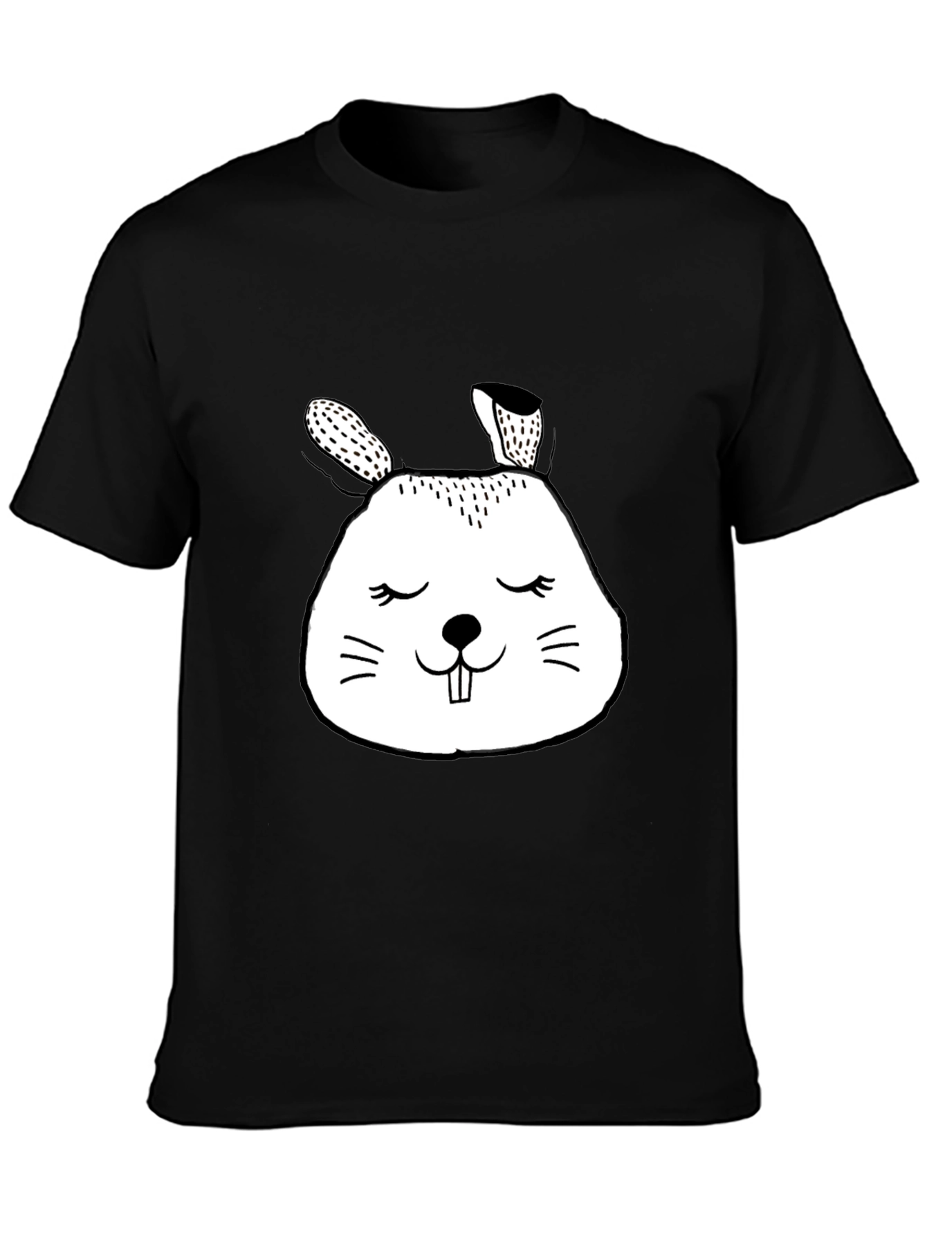 Cute Bunny Graphic Tee - Black Cotton Comfort