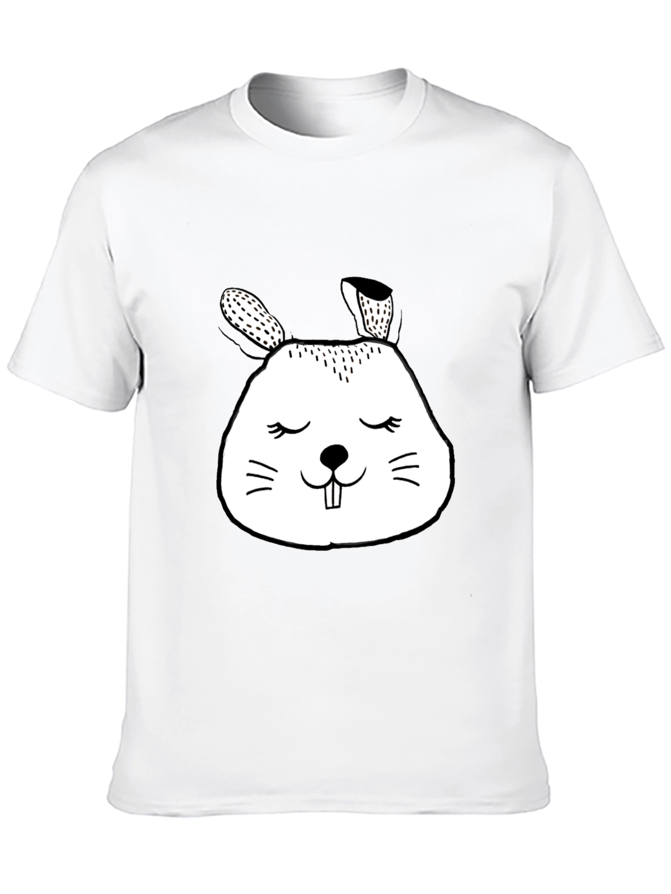 Cute Bunny Graphic Tee - Black Cotton Comfort