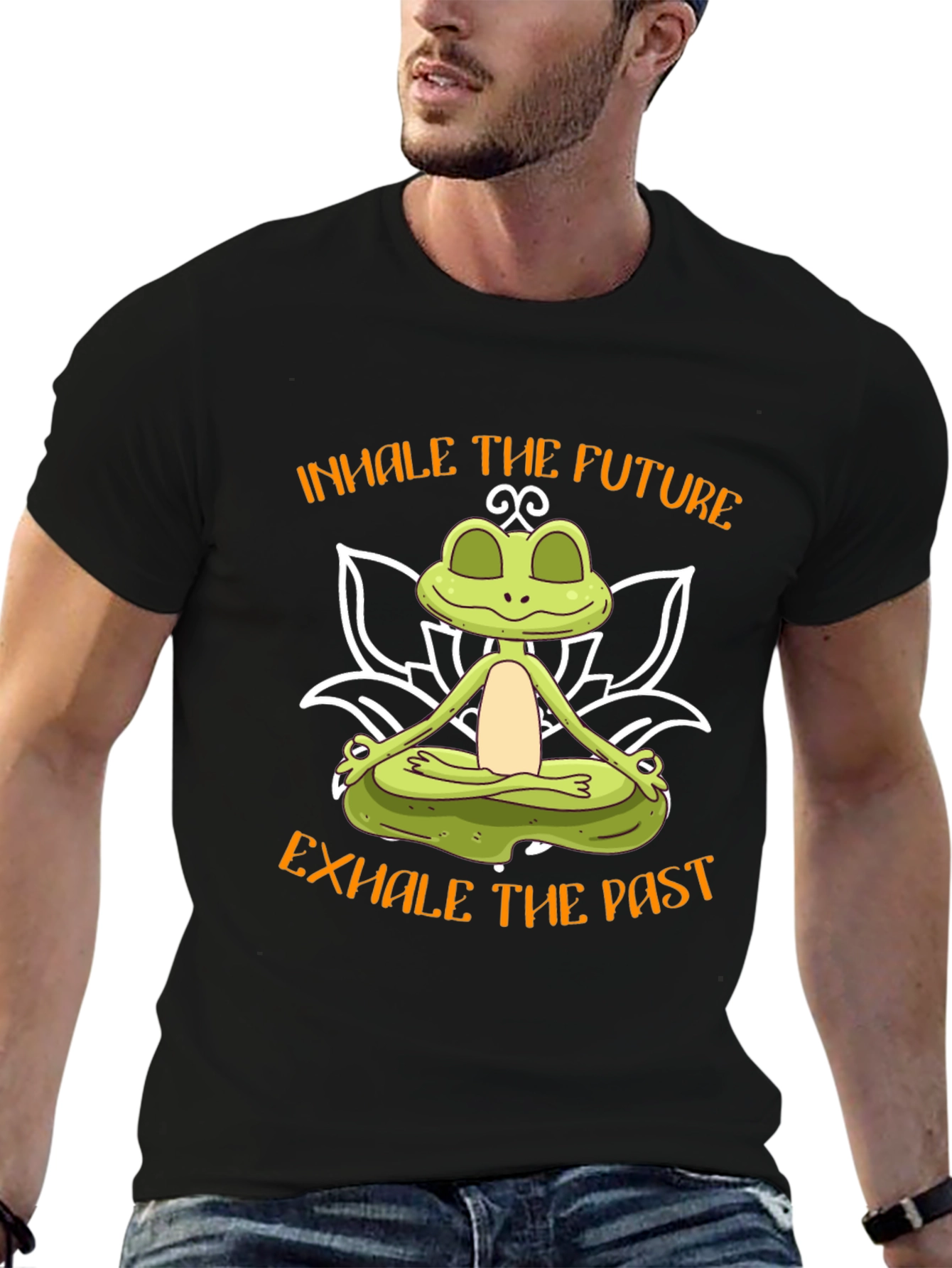 Zen Frog Graphic Tee - Inhale Future Exhale Past