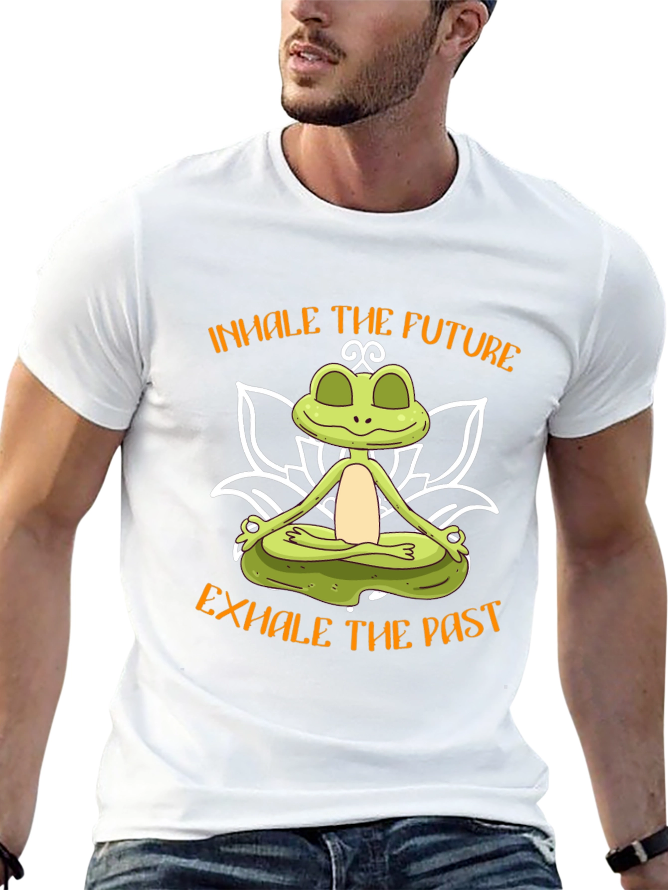 Zen Frog Graphic Tee - Inhale Future Exhale Past