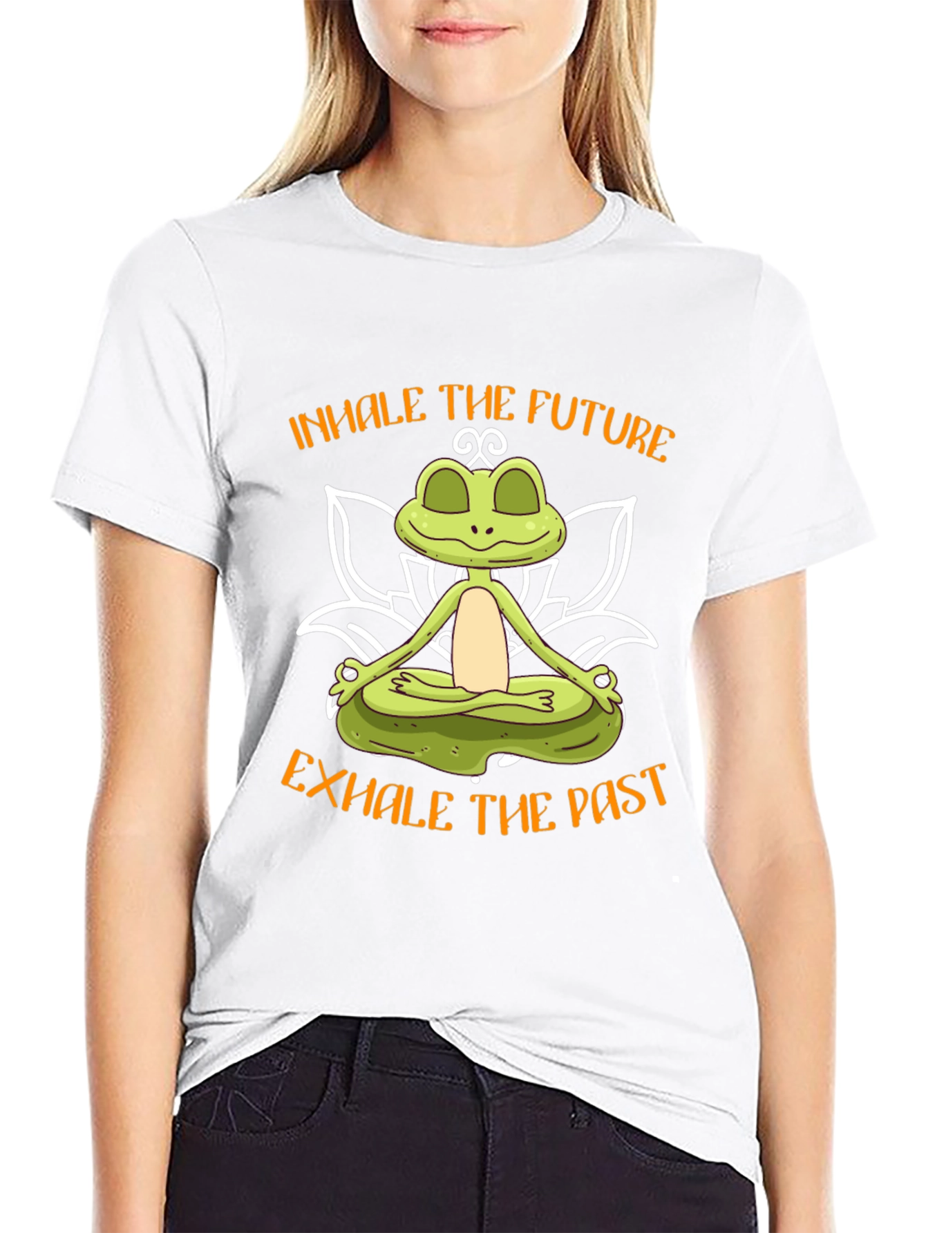 Zen Frog Graphic Tee - Inhale Future Exhale Past