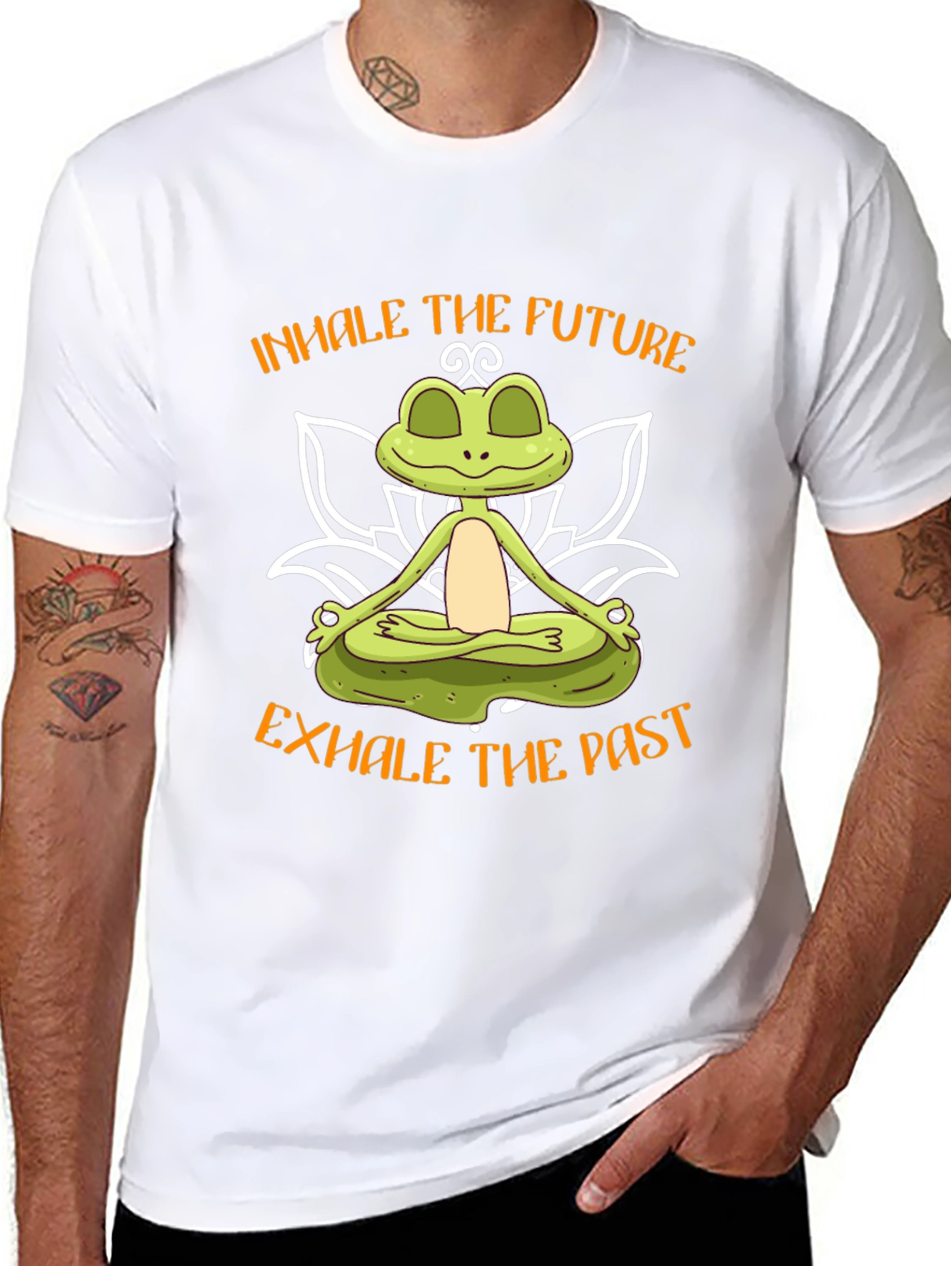 Zen Frog Graphic Tee - Inhale Future Exhale Past