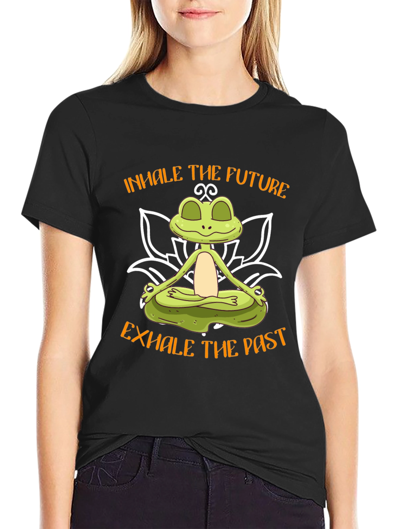 Zen Frog Graphic Tee - Inhale Future Exhale Past