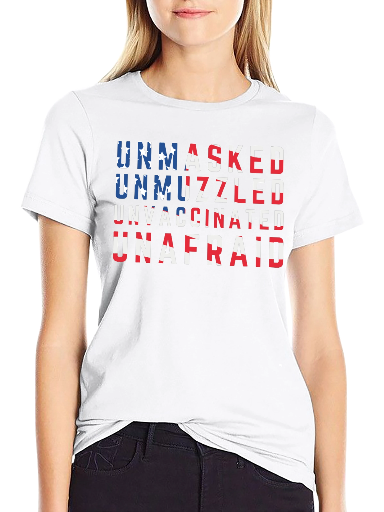 Unmasked Unmuzzled Unvaccinated Unafraid T-Shirt