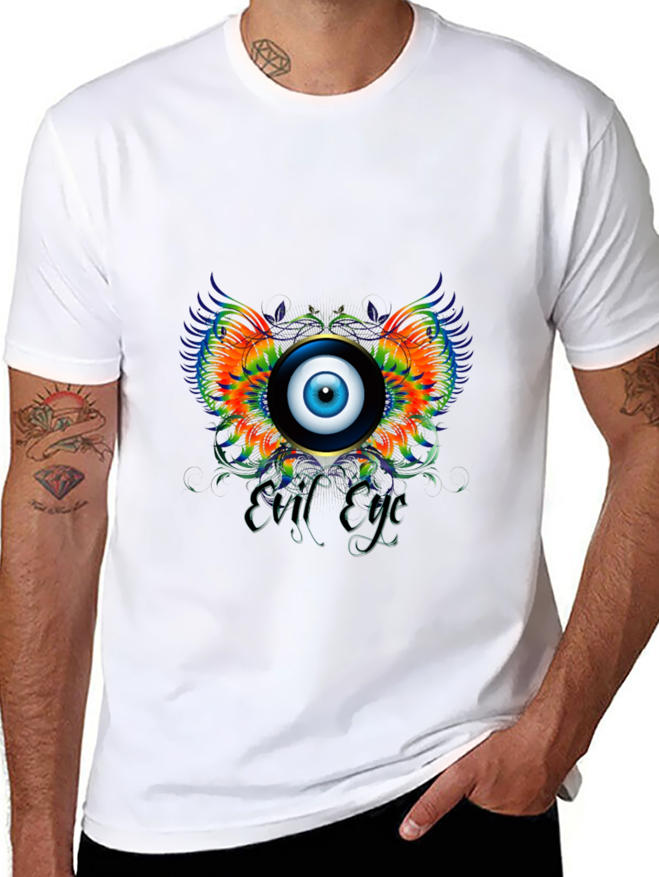 Evil Eye Graphic Print Black T-Shirt