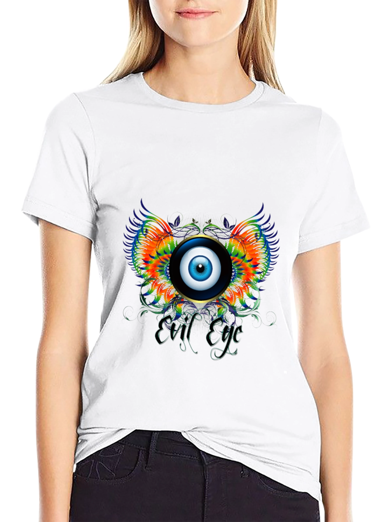 Evil Eye Graphic Print Black T-Shirt