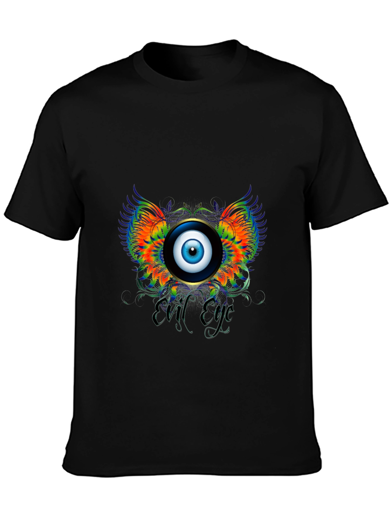 Evil Eye Graphic Print Black T-Shirt