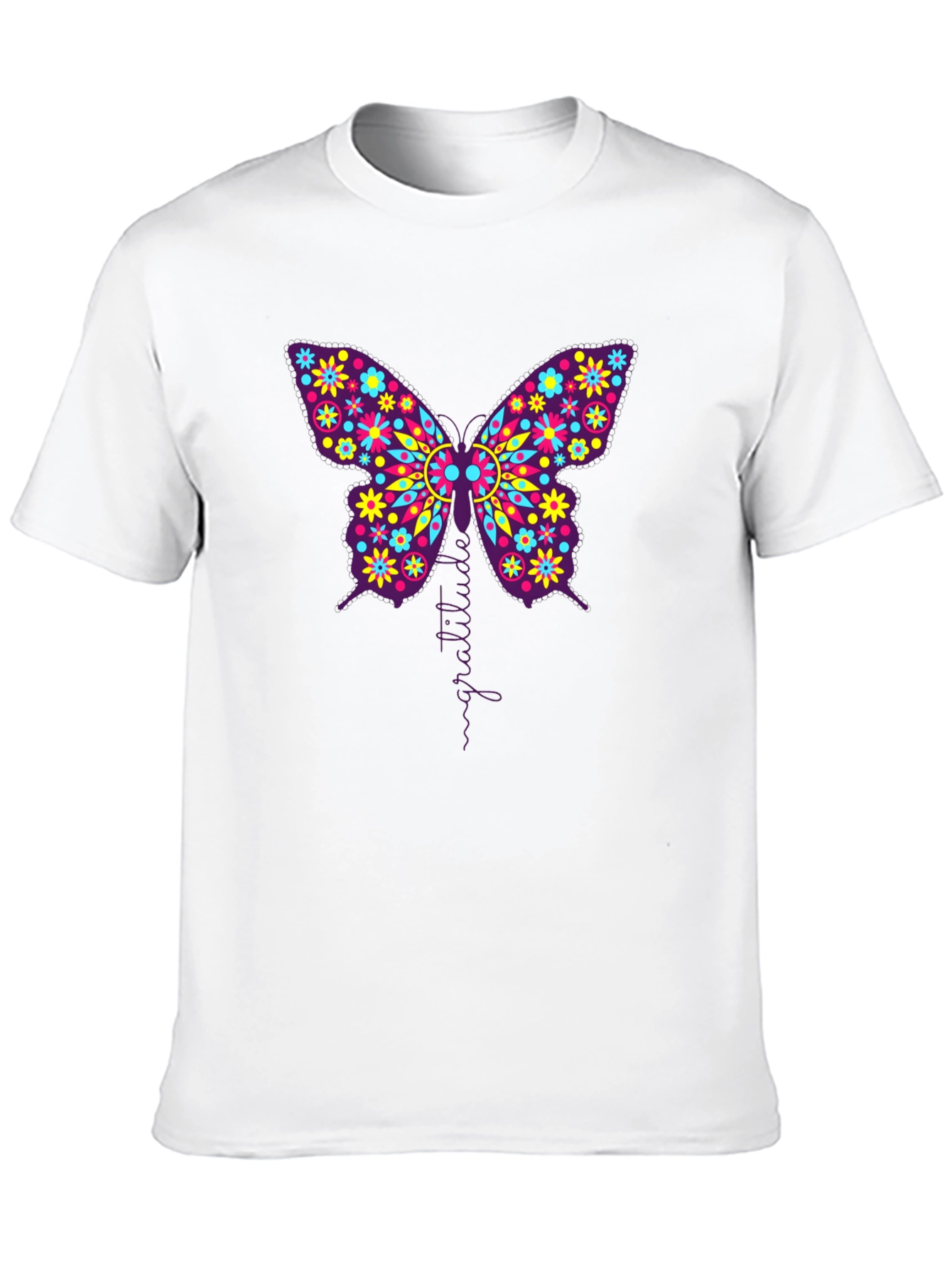 Butterfly Gratitude Graphic Black T-Shirt