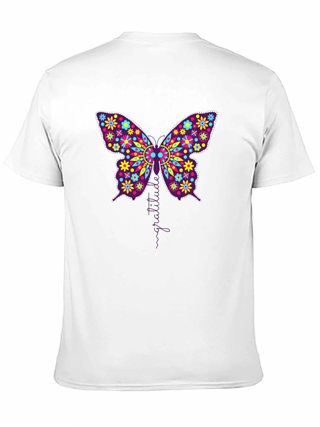 Butterfly Gratitude Graphic Black T-Shirt
