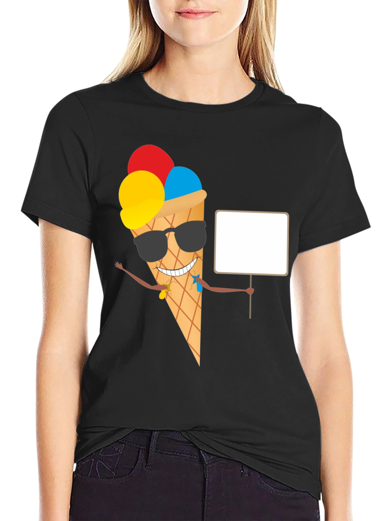 Cool Ice Cream Cone Graphic Tee - Black