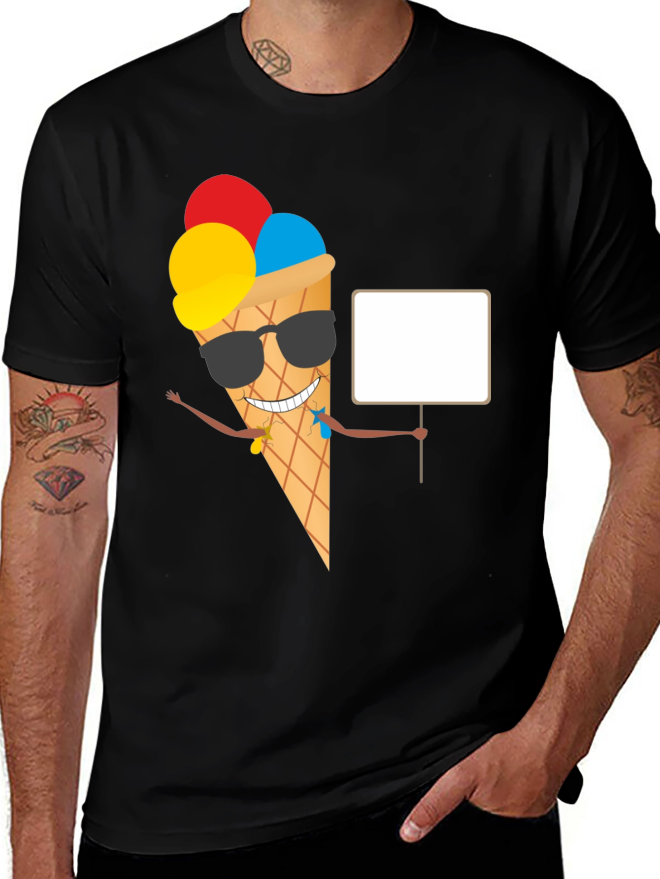 Cool Ice Cream Cone Graphic Tee - Black