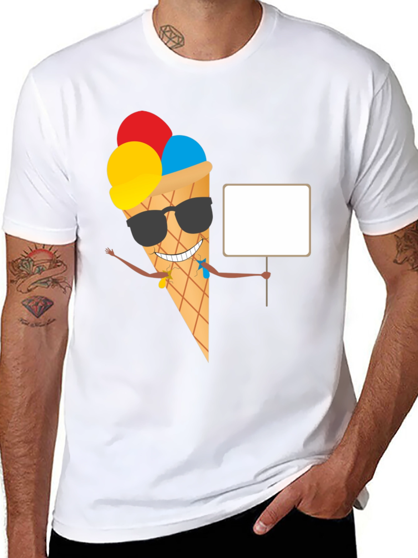 Cool Ice Cream Cone Graphic Tee - Black