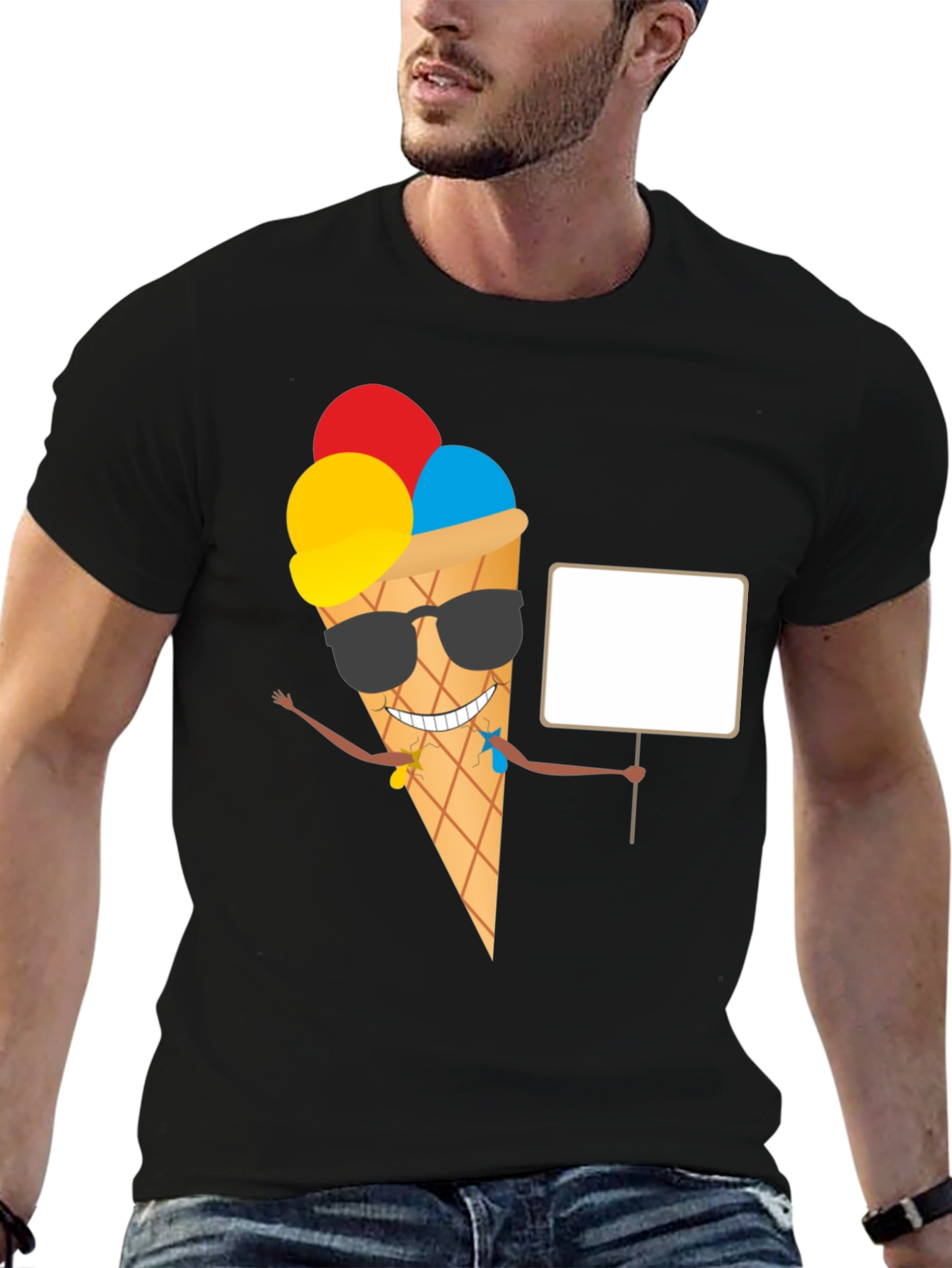 Cool Ice Cream Cone Graphic Tee - Black
