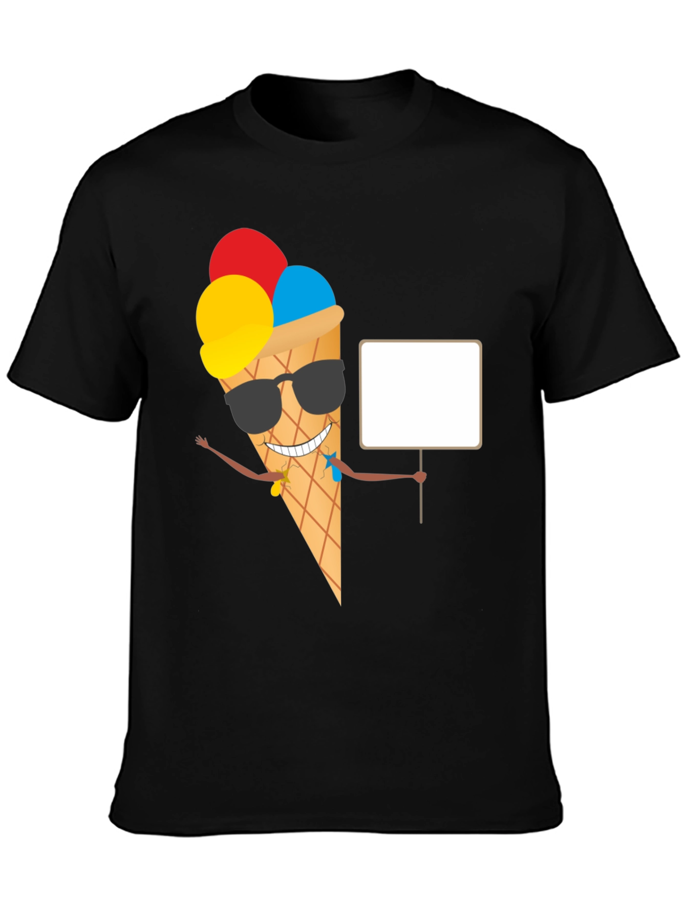 Cool Ice Cream Cone Graphic Tee - Black