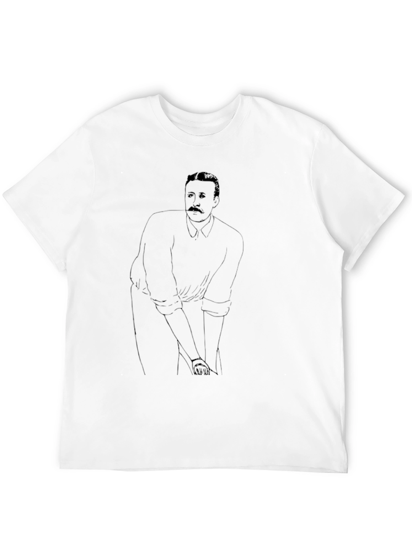 Line Art Cricketer Black T-Shirt