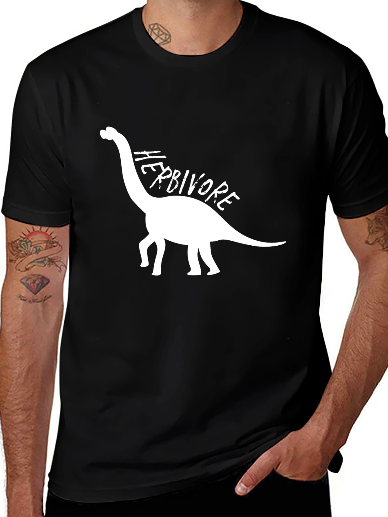 Herbivore Dinosaur Graphic T-Shirt - Black