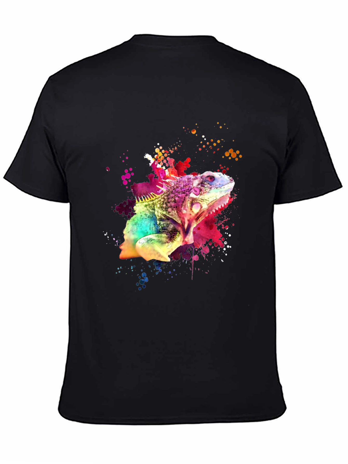 Vibrant Iguana Graphic Tee - Mens Black T-Shirt