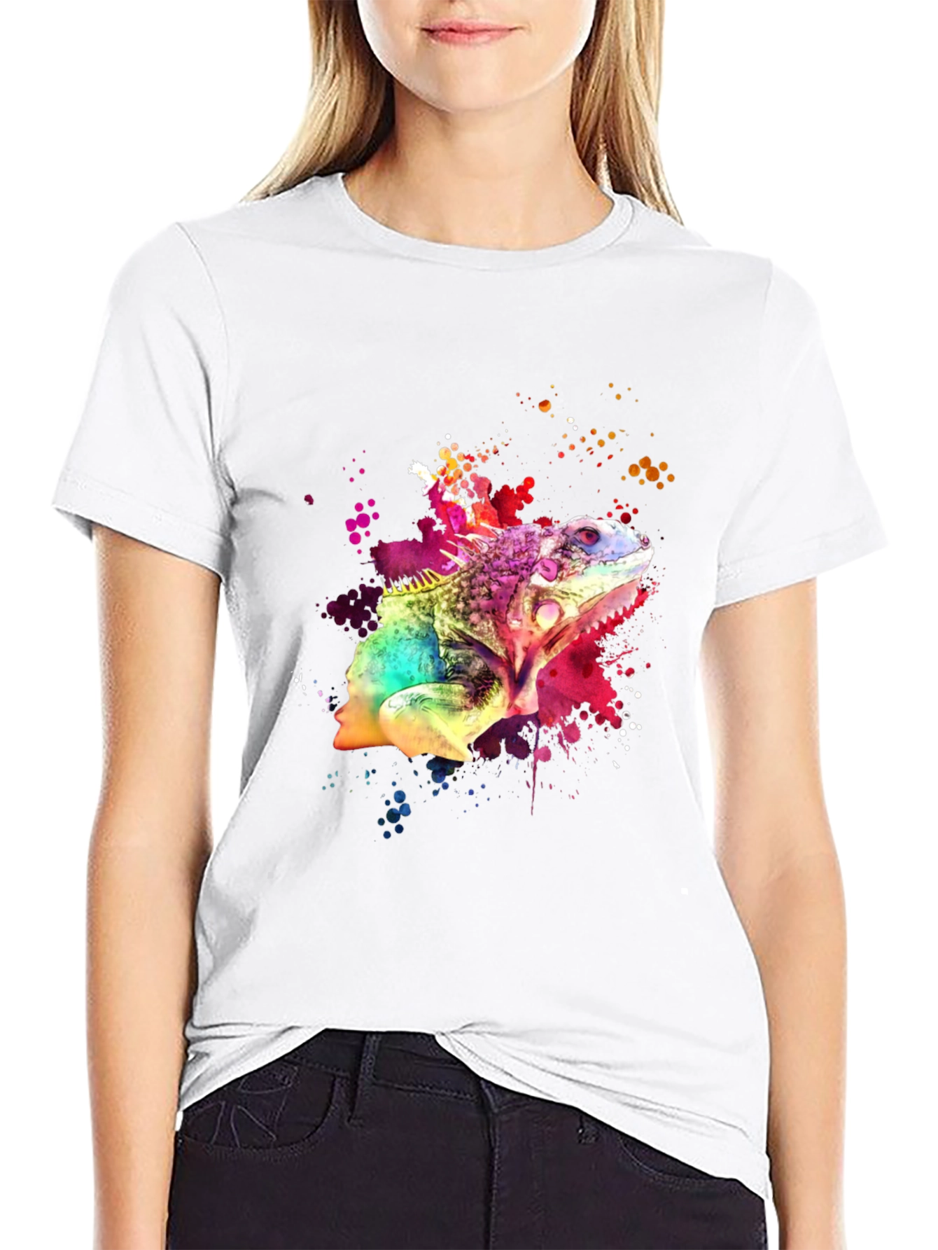 Vibrant Iguana Graphic Tee - Mens Black T-Shirt