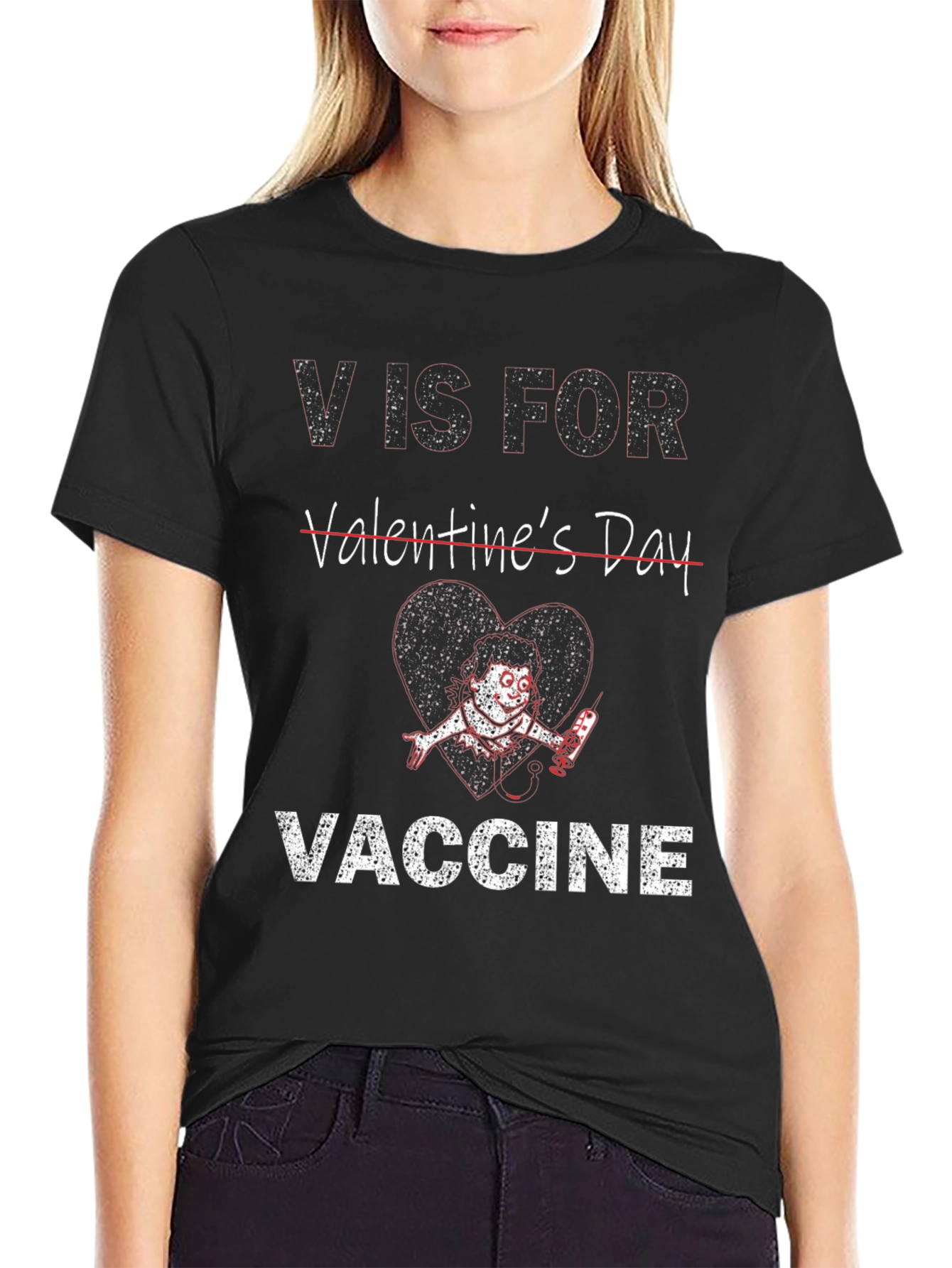 V is for Vaccine Anti-Valentines Day T-Shirt