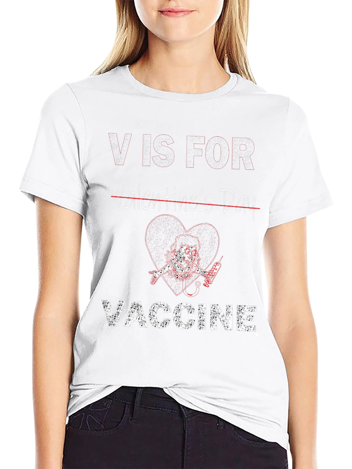V is for Vaccine Anti-Valentines Day T-Shirt