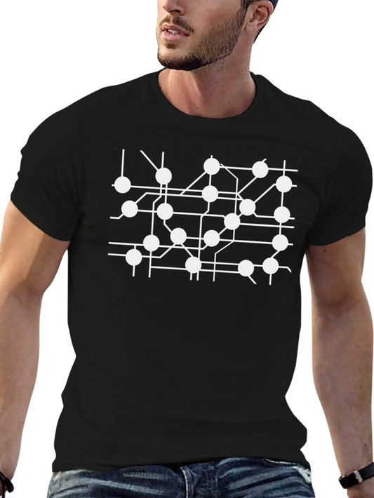 Abstract Circuit Board Graphic Tee - Black