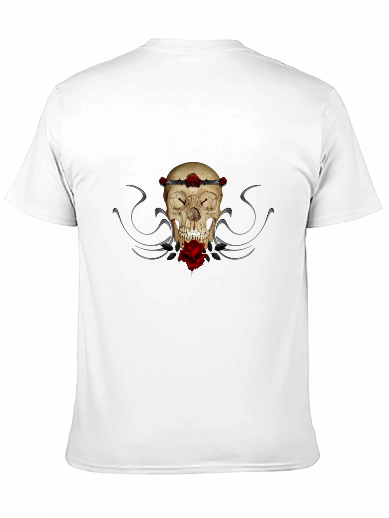 Skull & Roses Graphic Tee - Mens Black T-Shirt