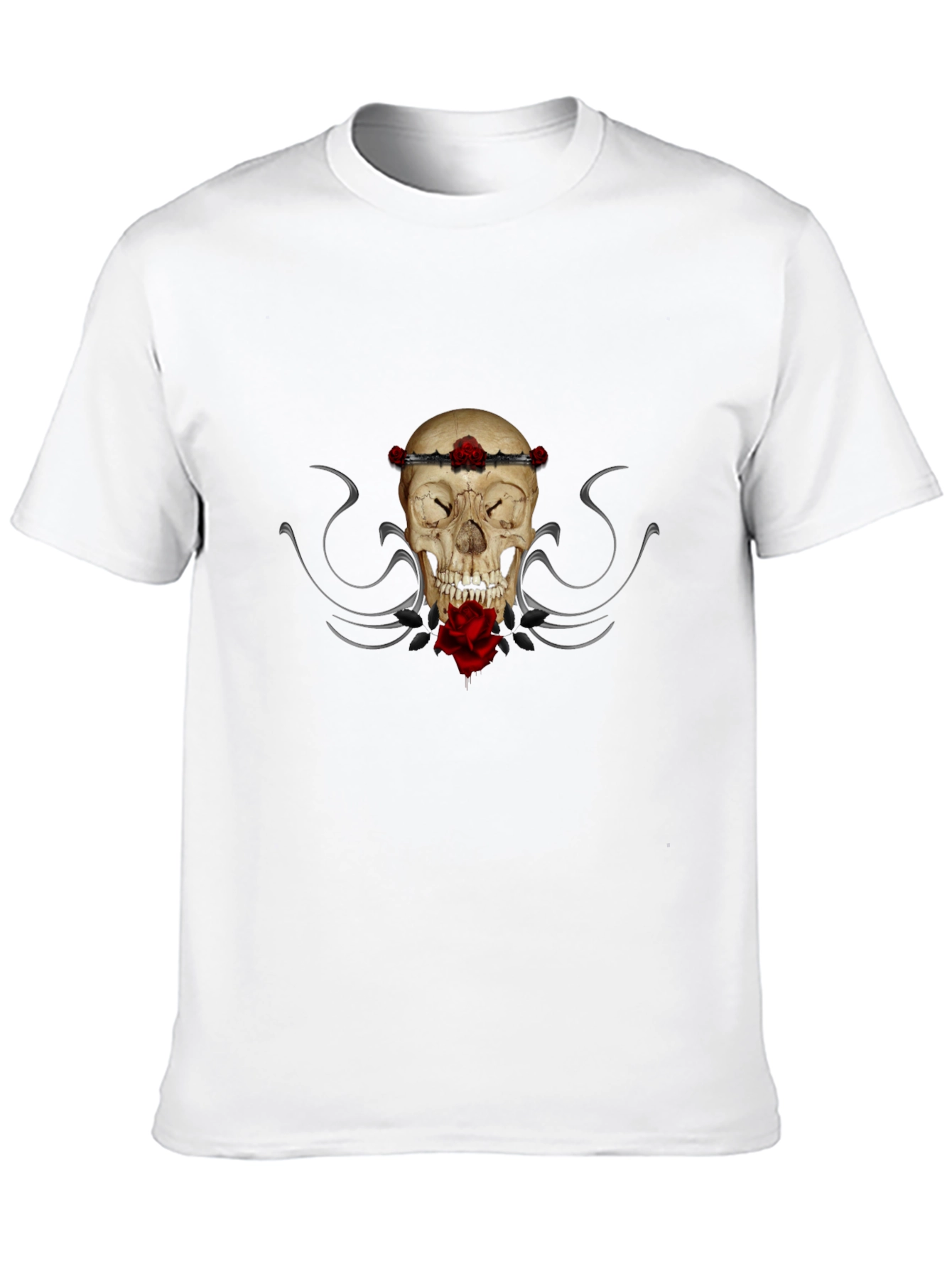 Skull & Roses Graphic Tee - Mens Black T-Shirt