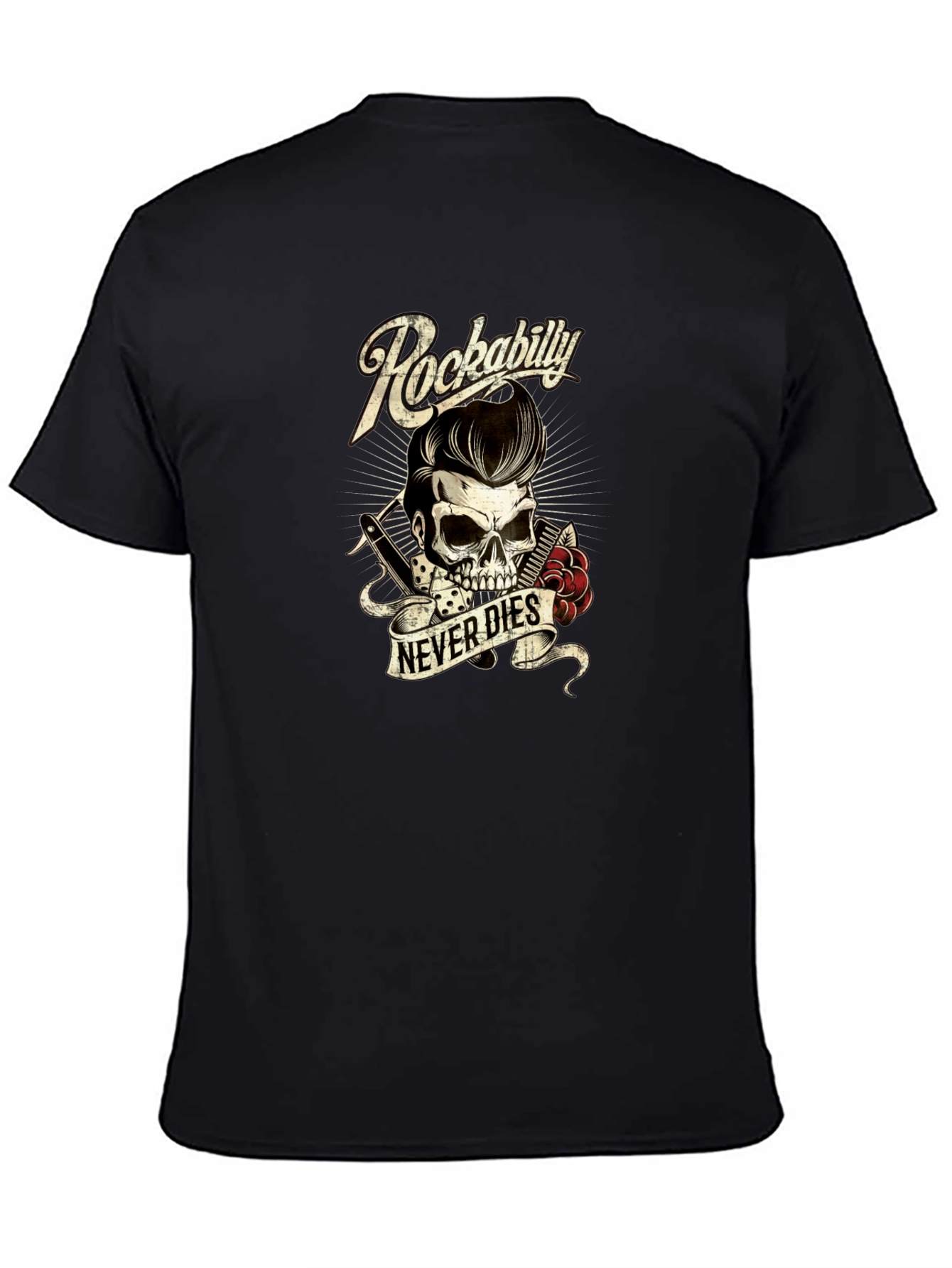 Rockabilly Skull T-Shirt - Never Dies Graphic Tee