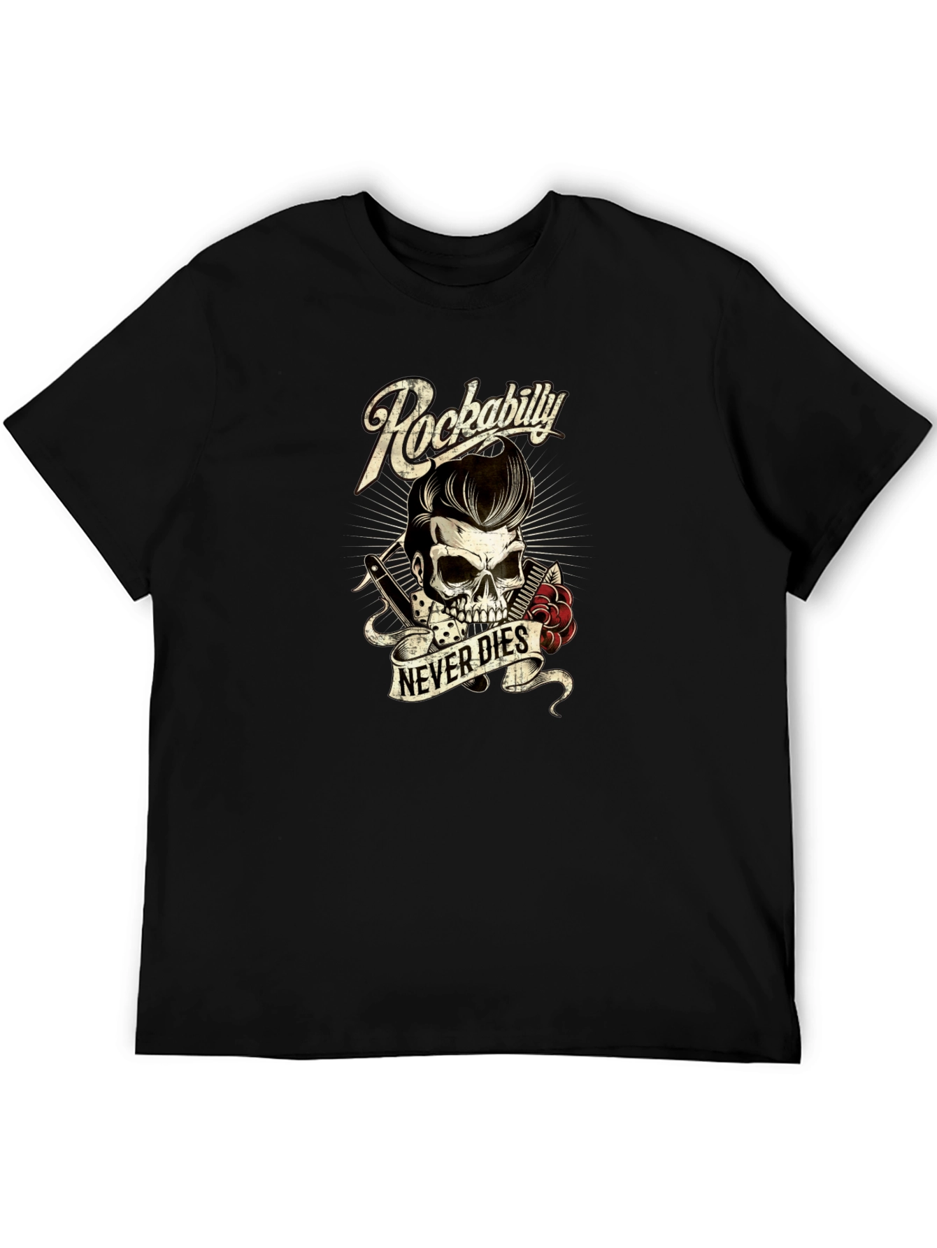 Rockabilly Skull T-Shirt - Never Dies Graphic Tee