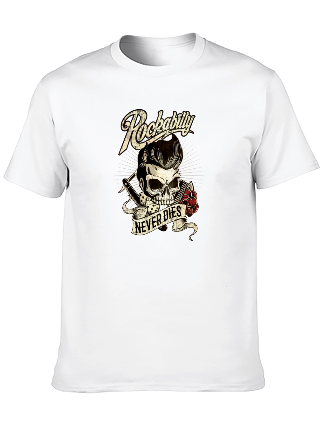 Rockabilly Skull T-Shirt - Never Dies Graphic Tee