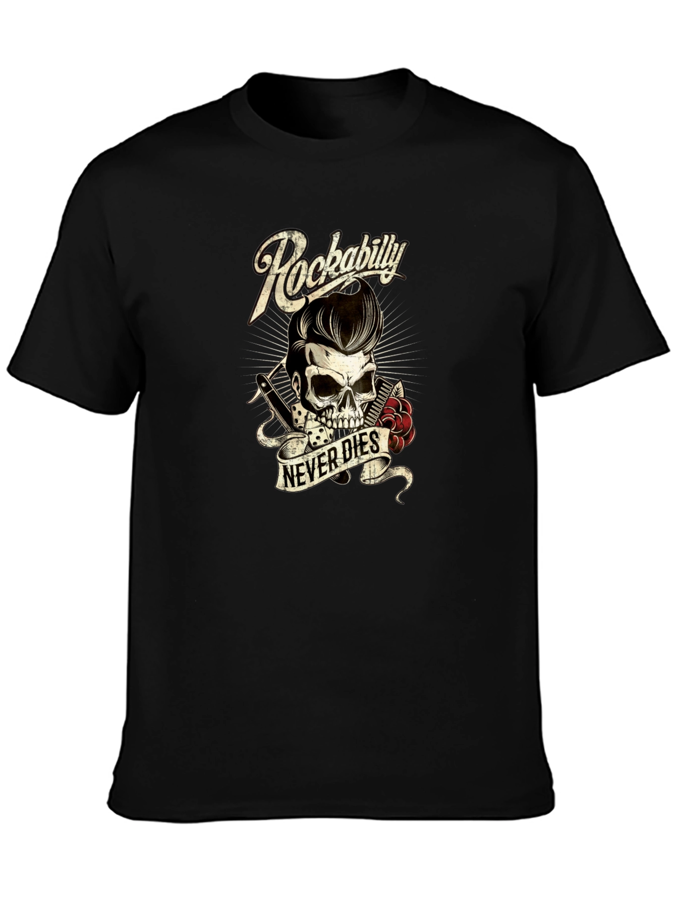 Rockabilly Skull T-Shirt - Never Dies Graphic Tee