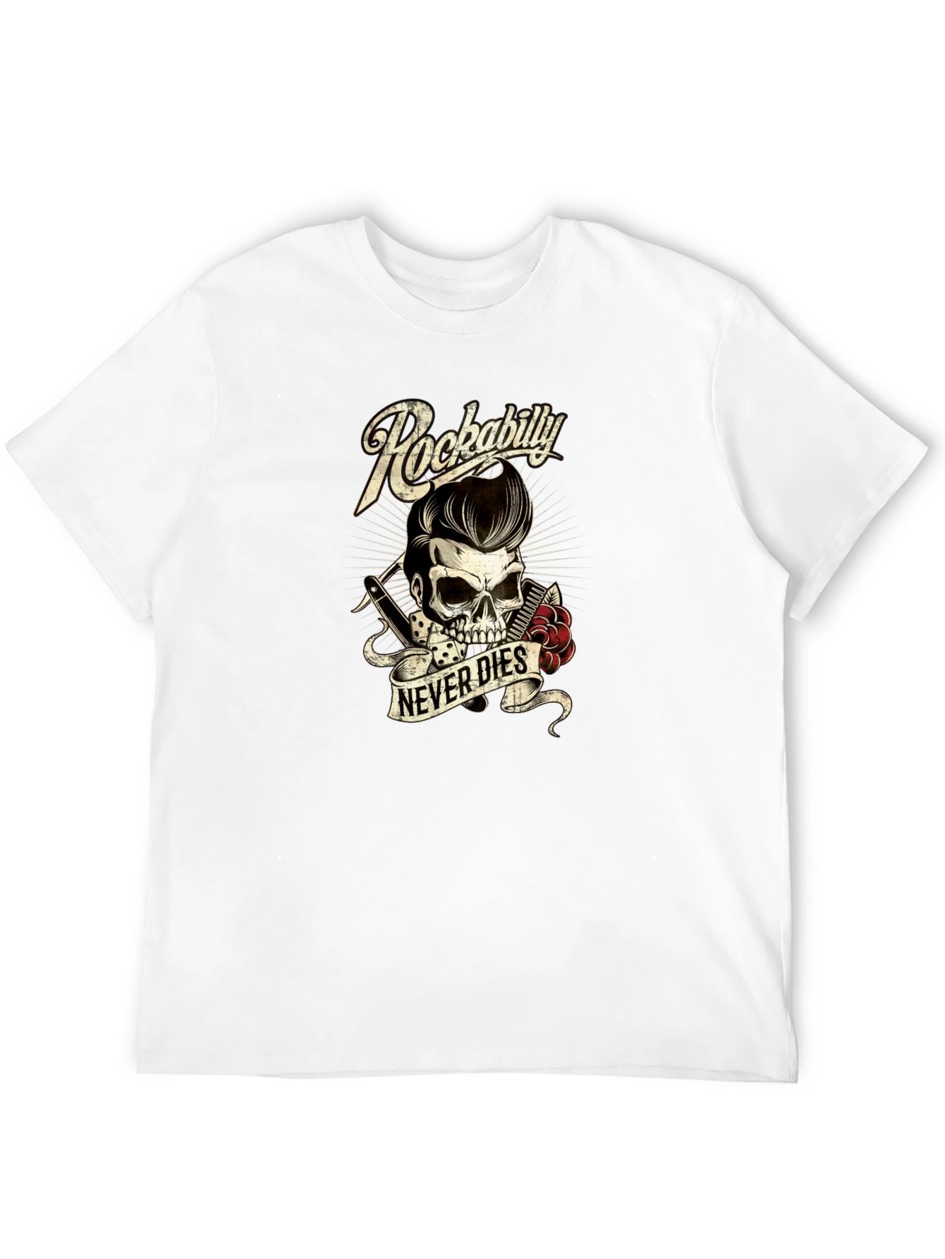 Rockabilly Skull T-Shirt - Never Dies Graphic Tee