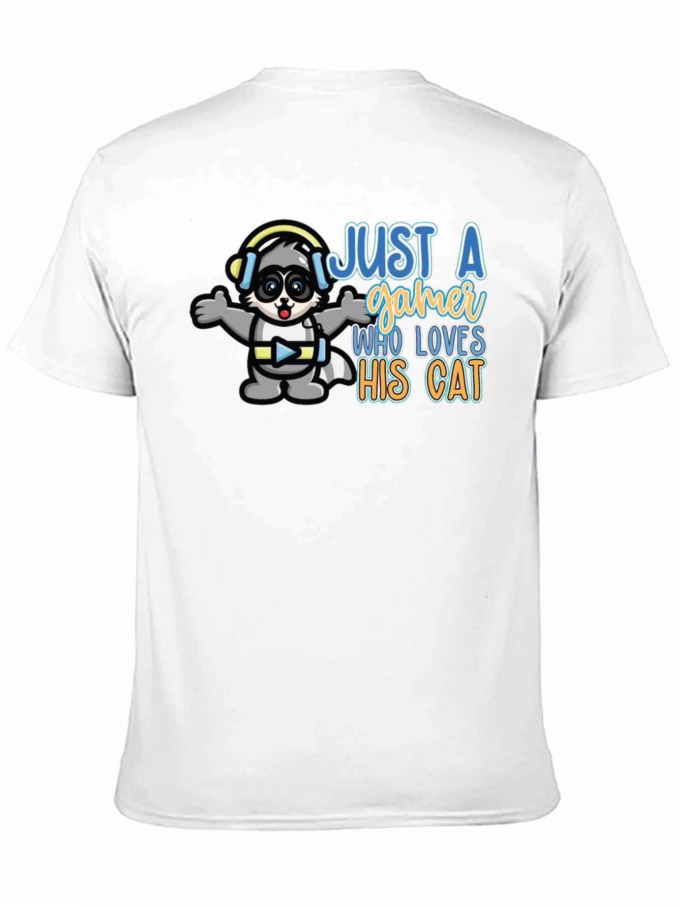 Just a Gamer Who Loves His Cat Black T-Shirt