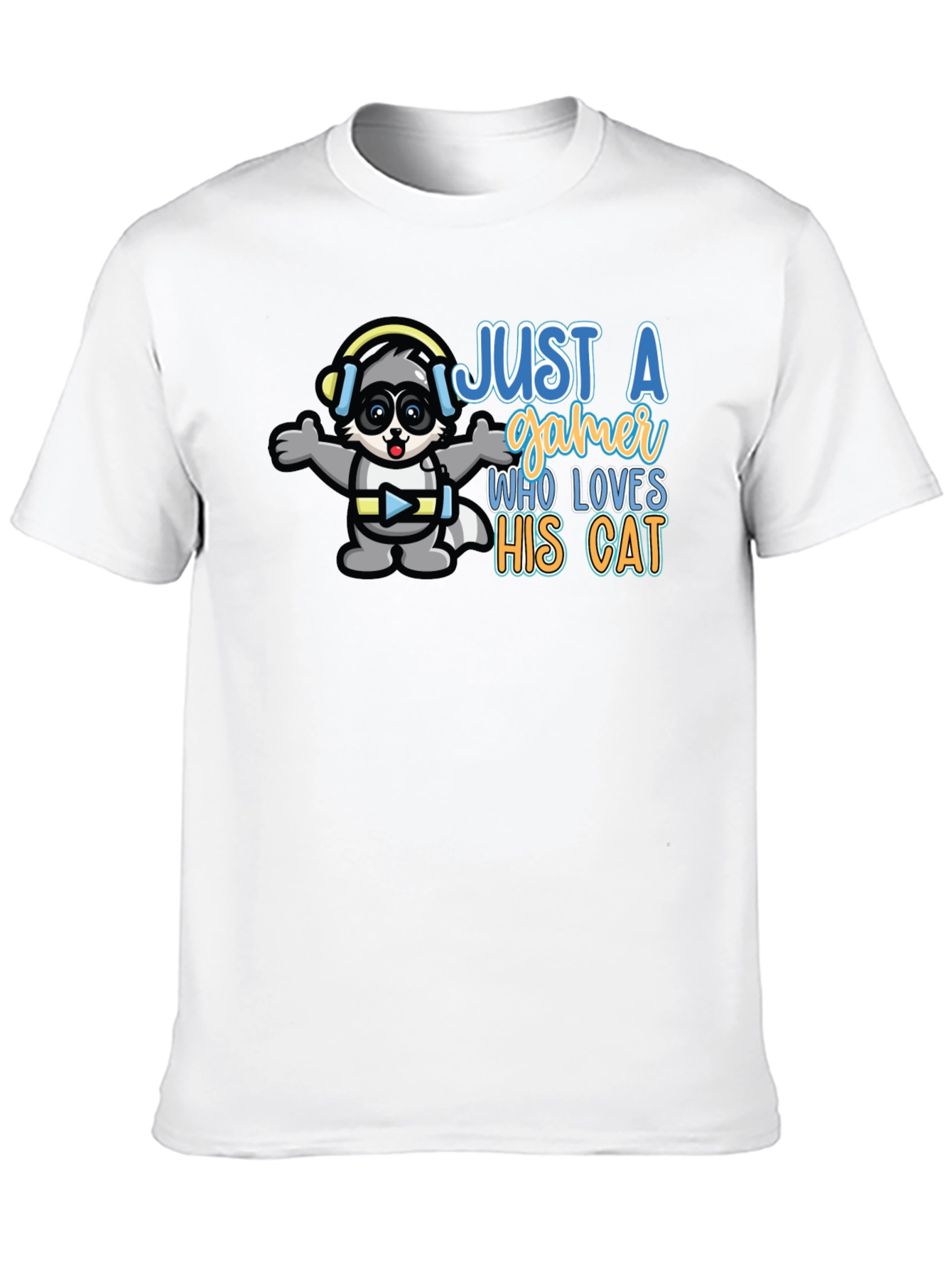 Just a Gamer Who Loves His Cat Black T-Shirt