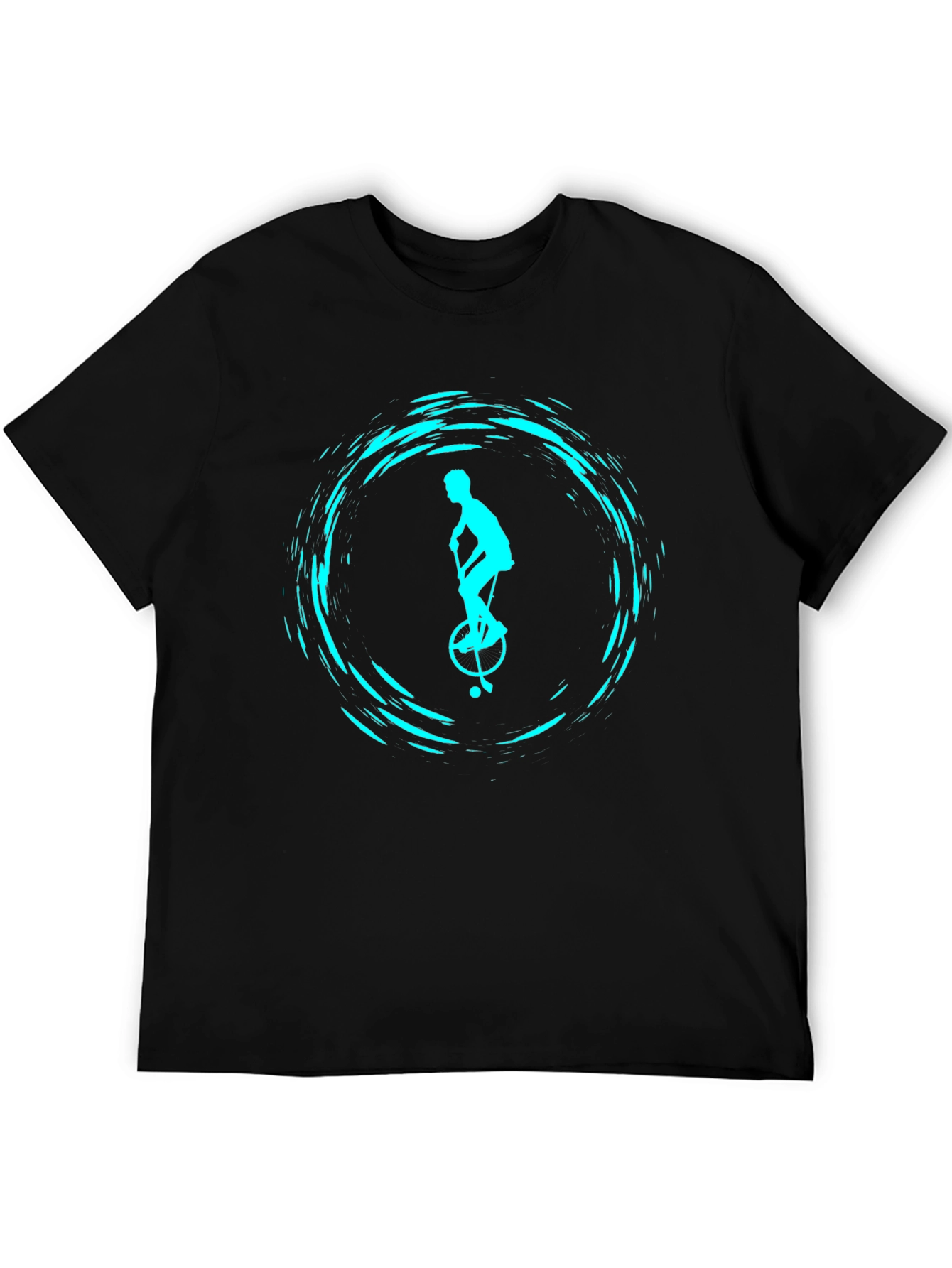 Unicyclist Graphic Tee - Cool Black T-Shirt
