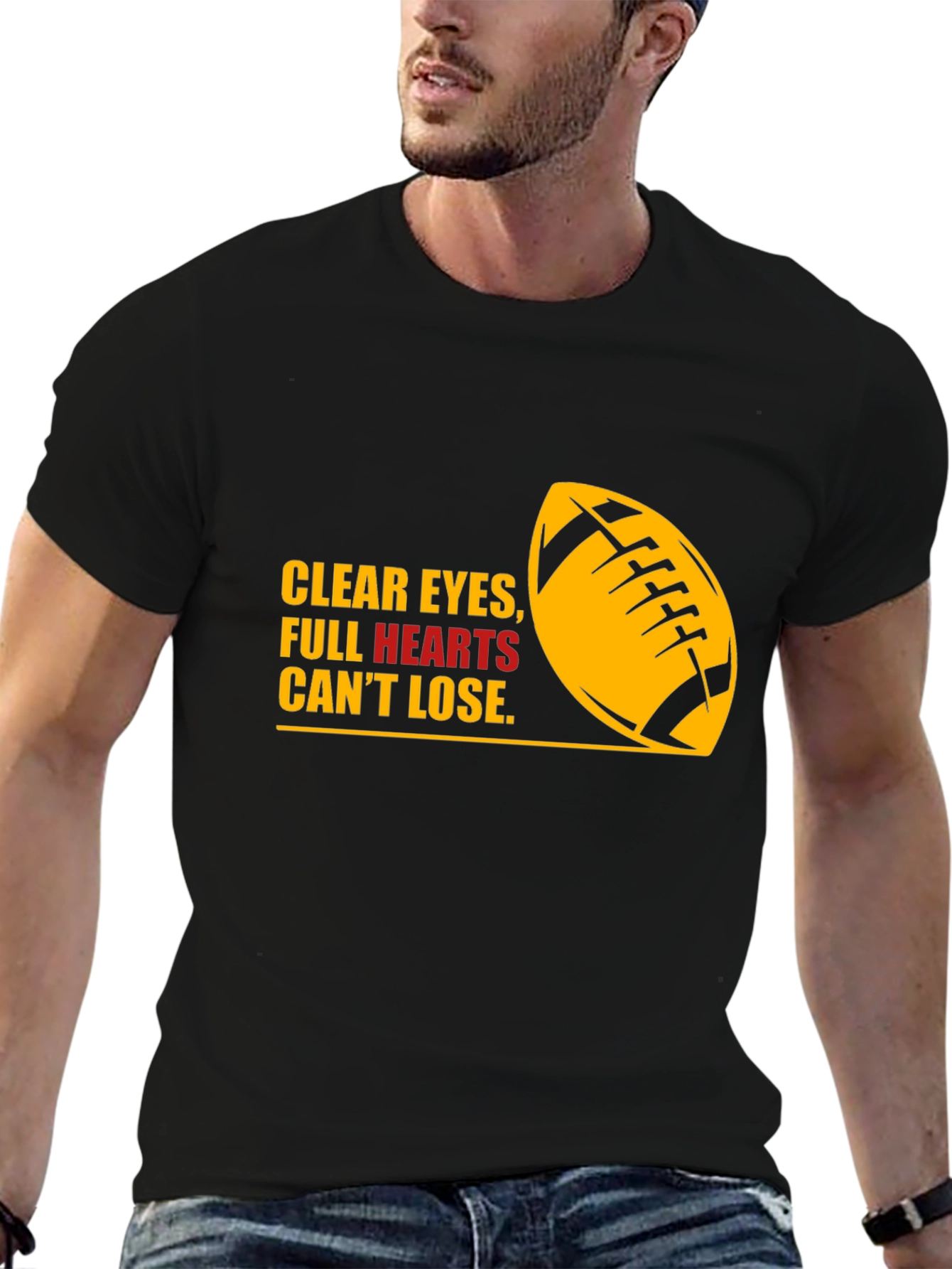 Football Quote Graphic Tee - Clear Eyes Full Hearts