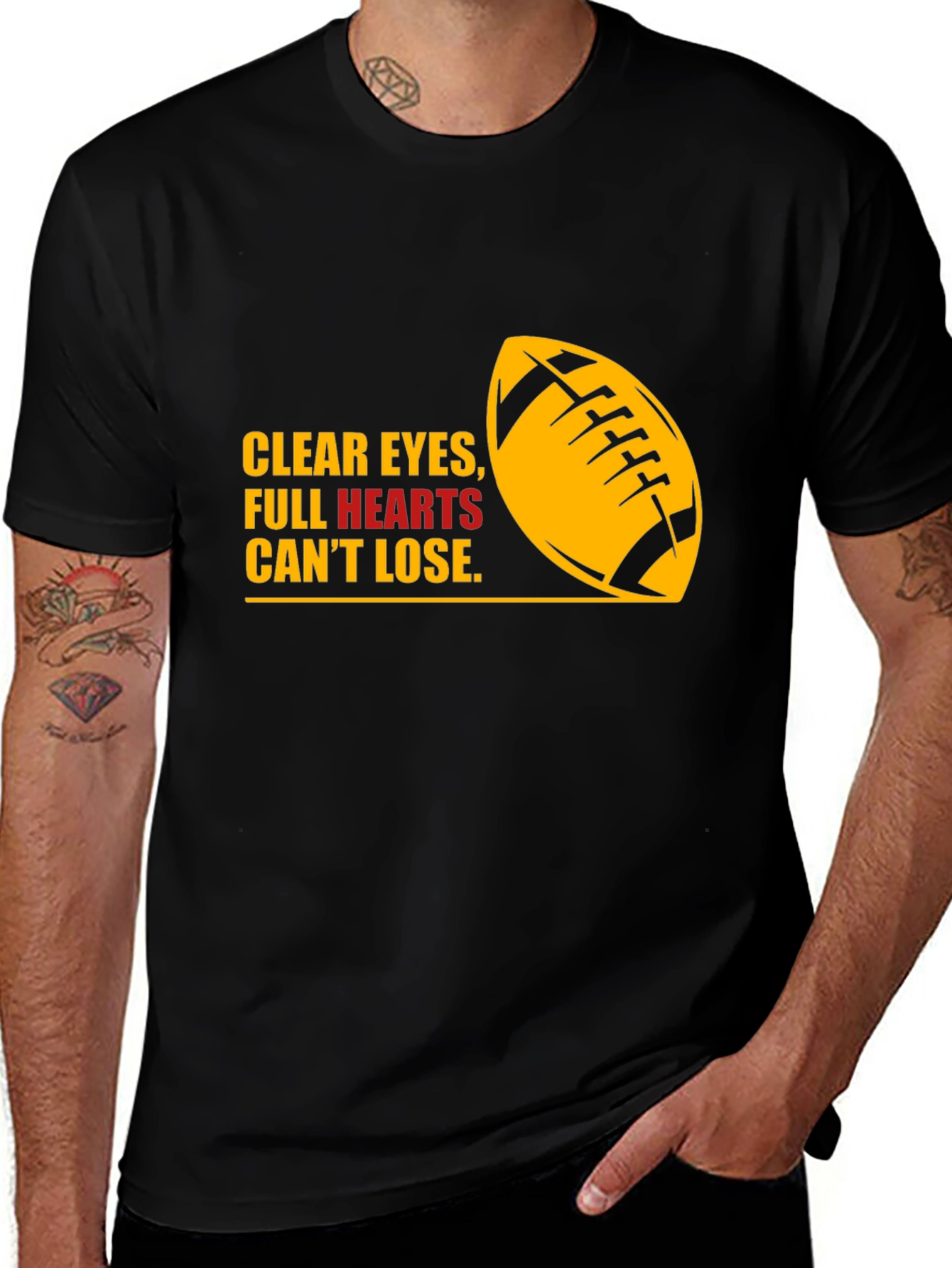 Football Quote Graphic Tee - Clear Eyes Full Hearts