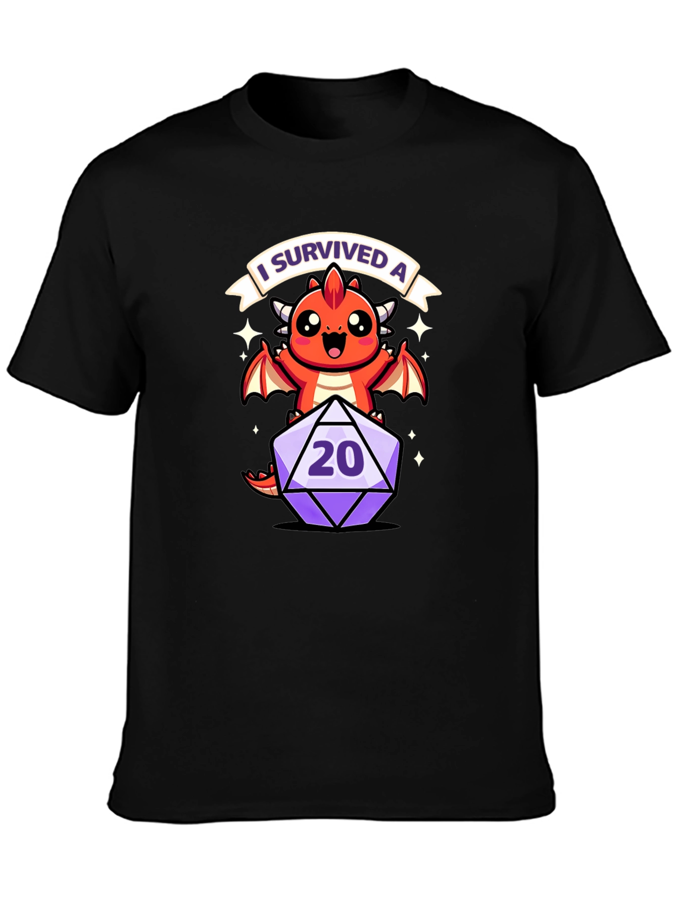 D&D Dragon 20-Sided Die I Survived A T-Shirt