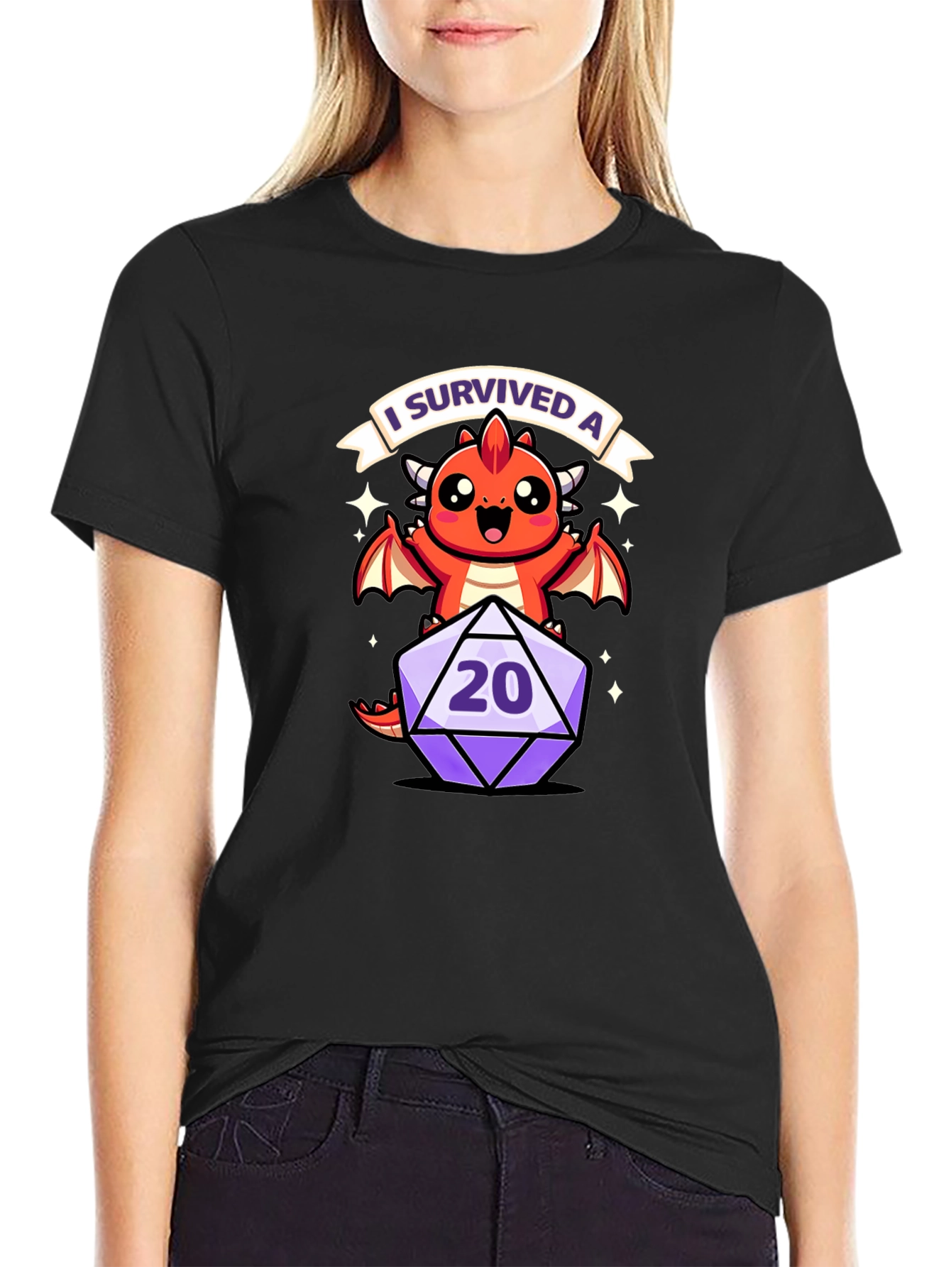 D&D Dragon 20-Sided Die I Survived A T-Shirt