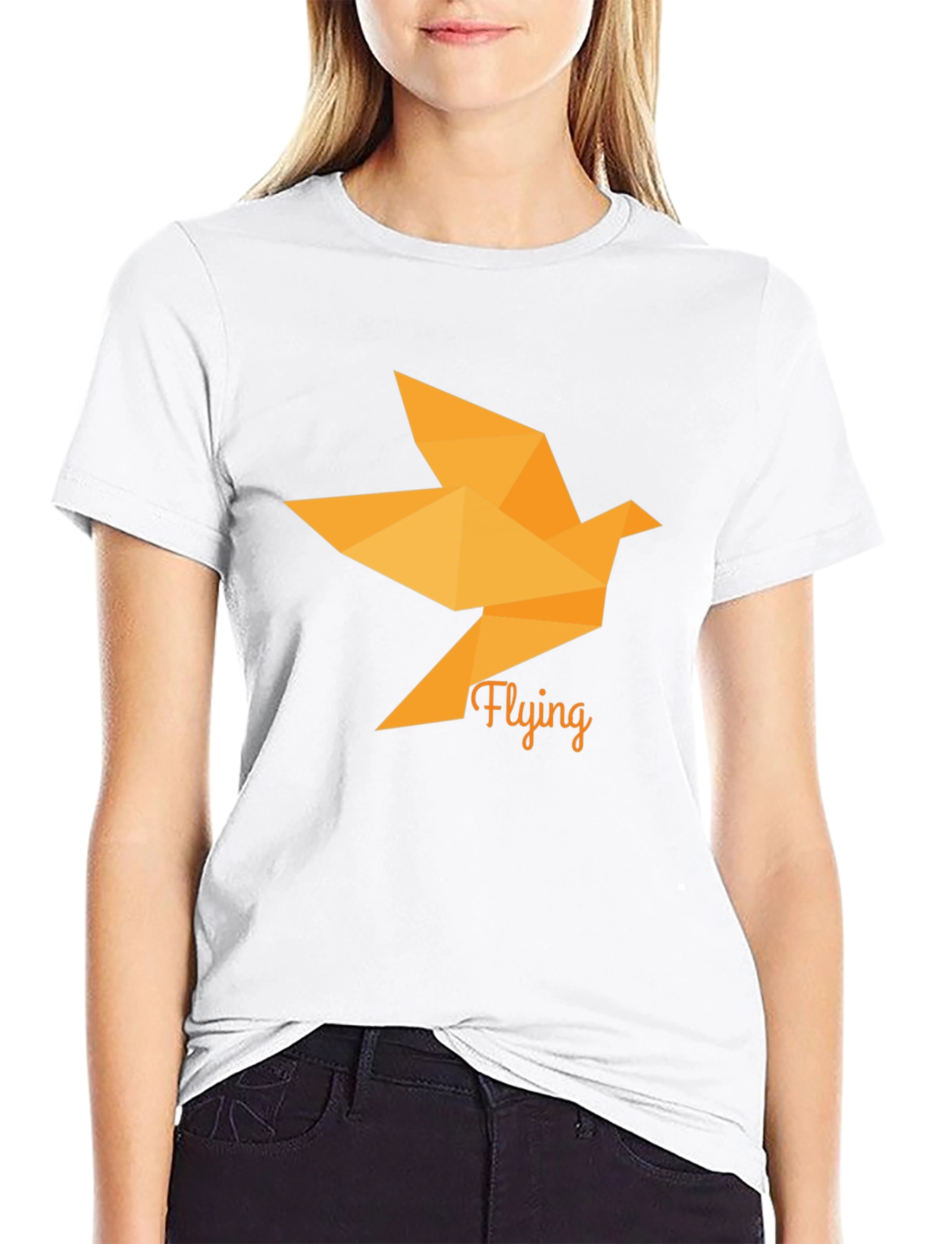 Origami Bird Graphic Black T-Shirt