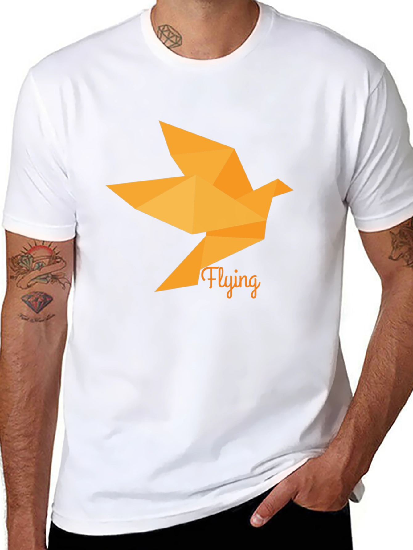 Origami Bird Graphic Black T-Shirt