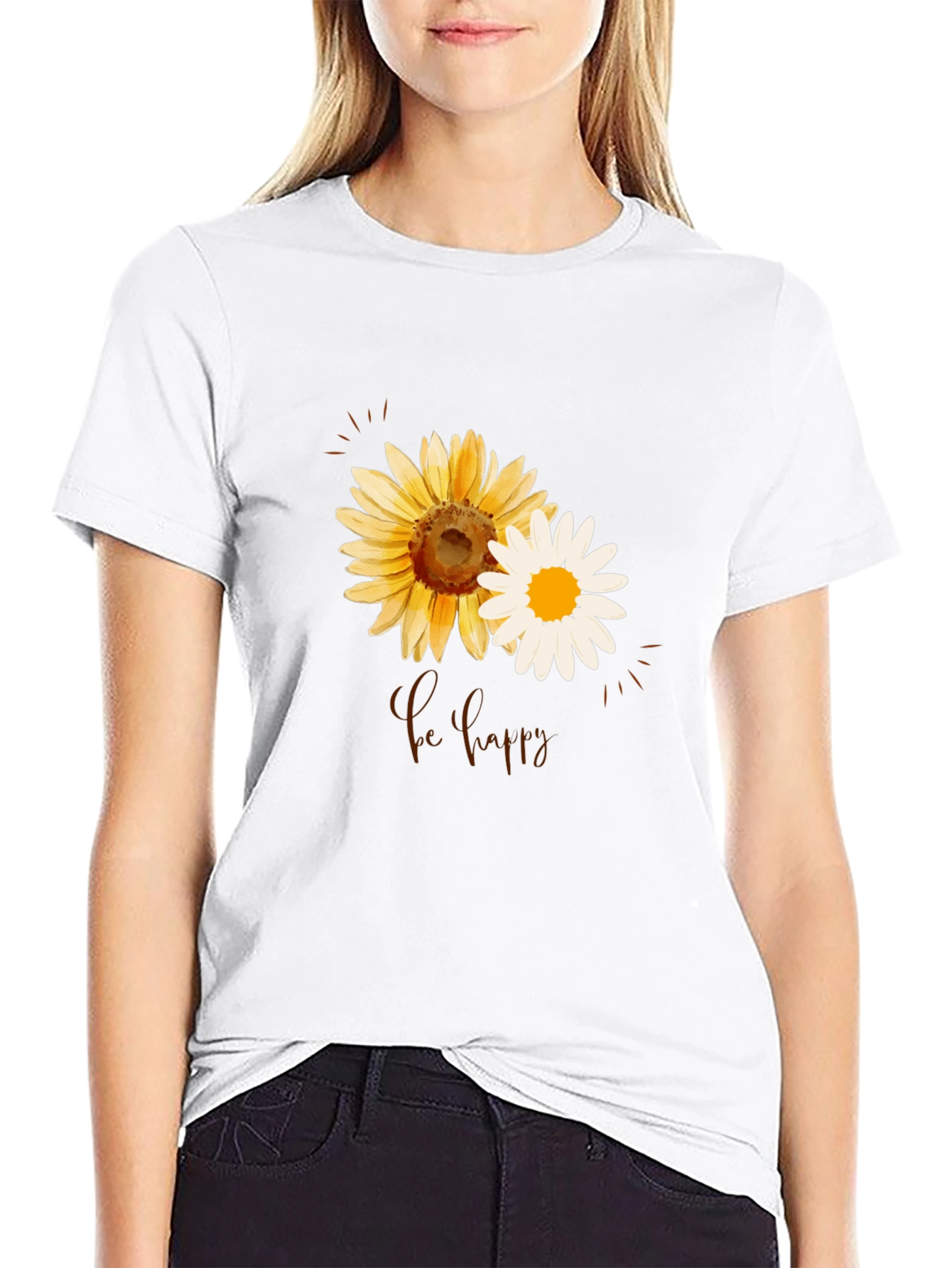 Sunflower & Daisy Be Happy Graphic Tee